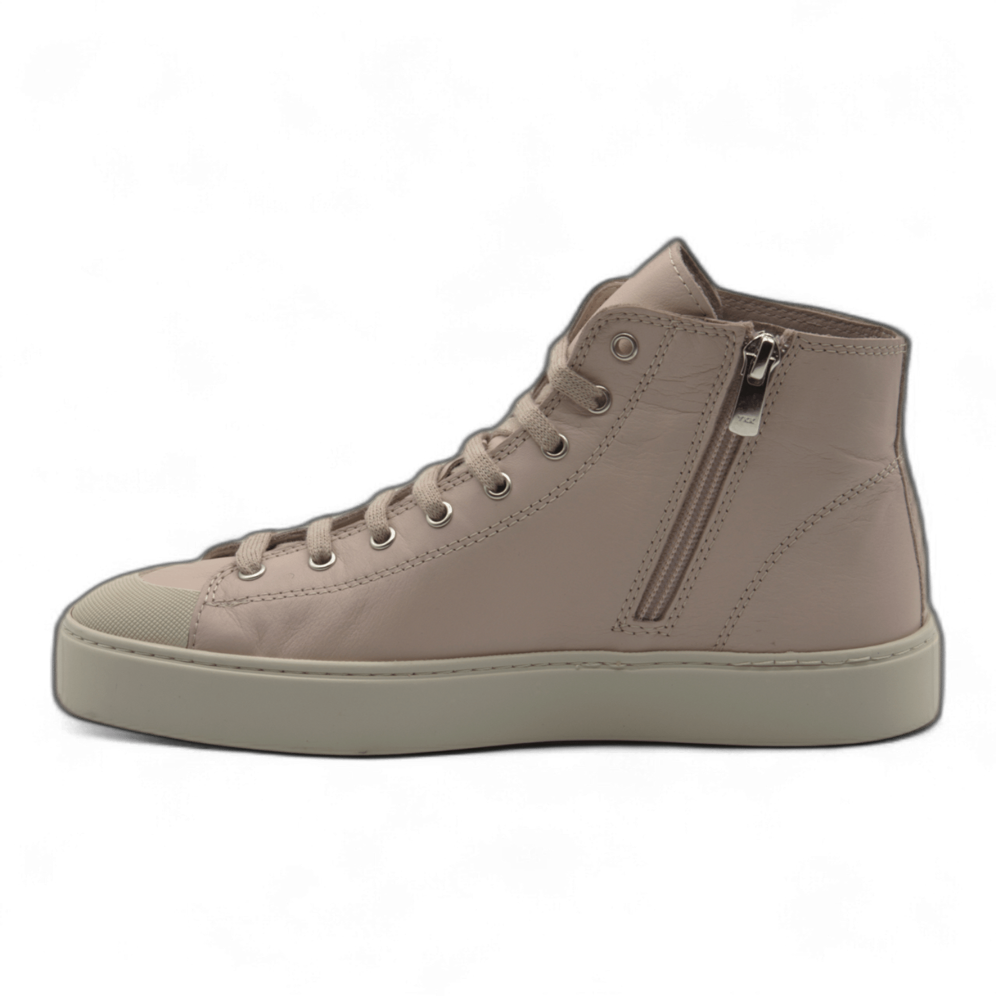 Women's Leather High Top Sneakers with Convenient Side Zipper (August Style) - Wear Sierra