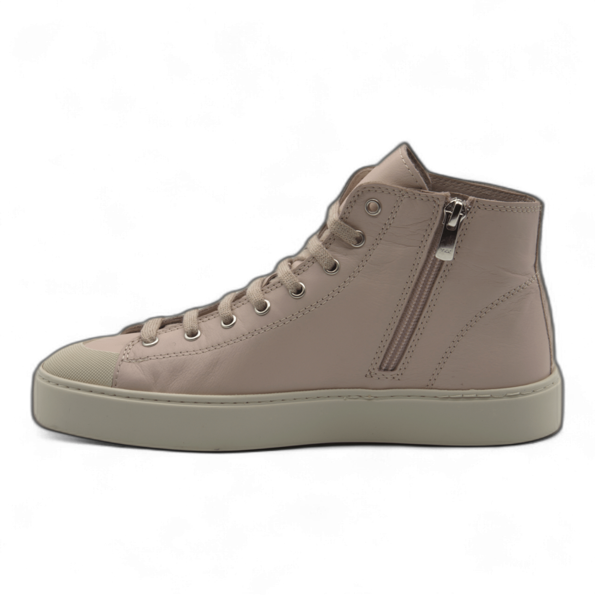 Women's Leather High Top Sneakers with Convenient Side Zipper (August Style) - Wear Sierra