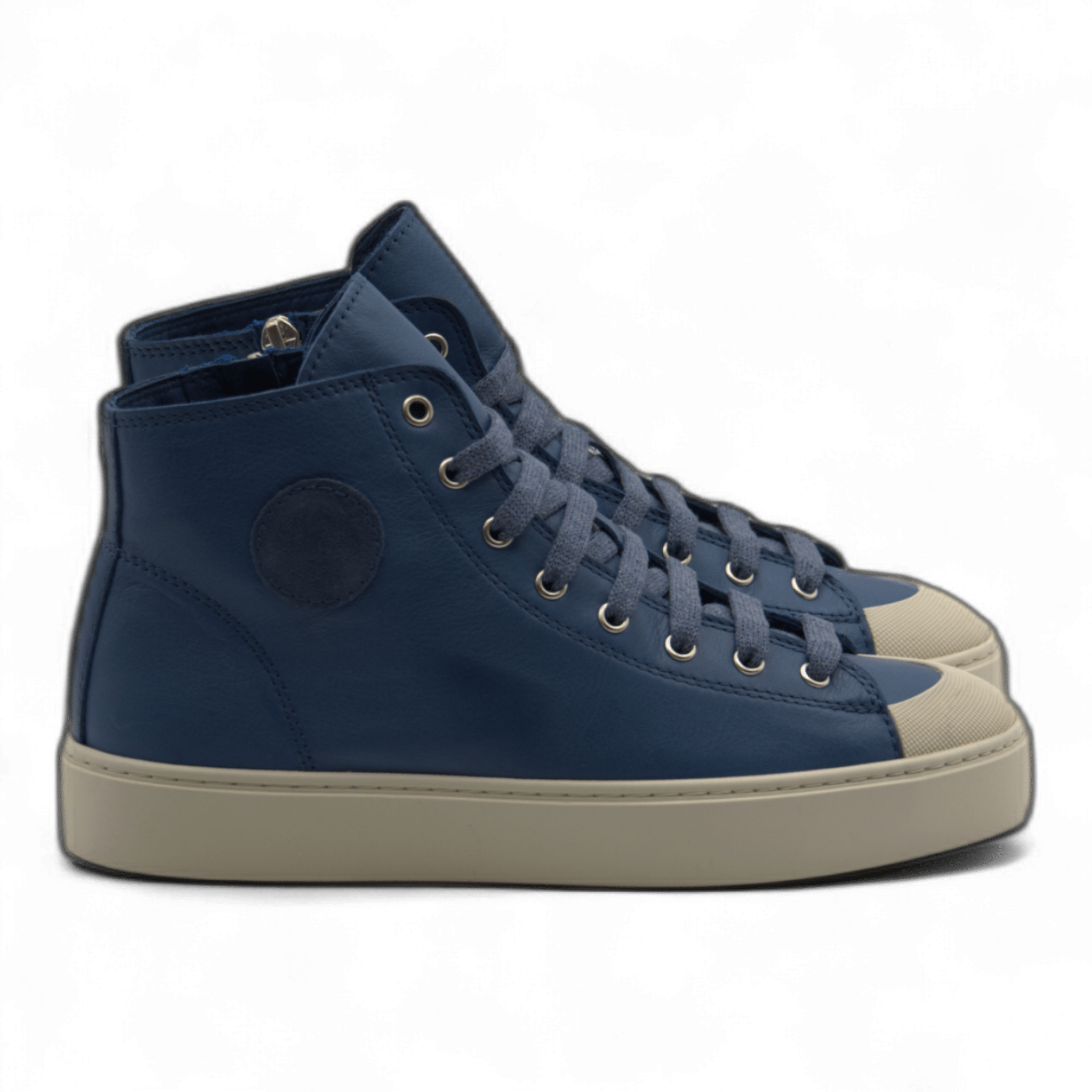 Women's Leather High Top Sneakers with Convenient Side Zipper (August Style) - Wear Sierra