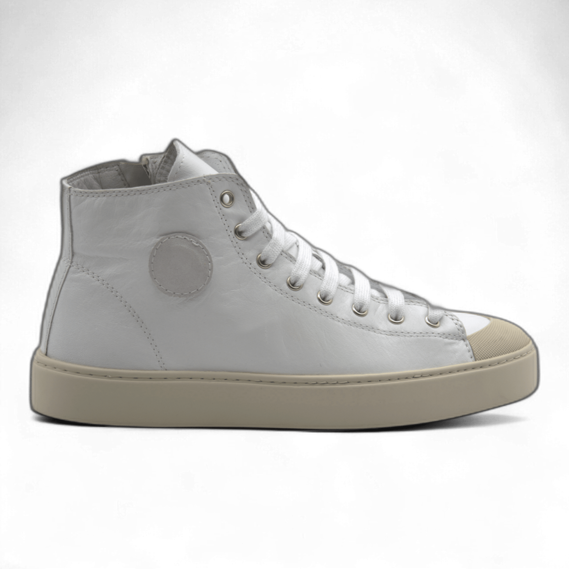 Women's Leather High Top Sneakers with Convenient Side Zipper (August Style) - Wear Sierra