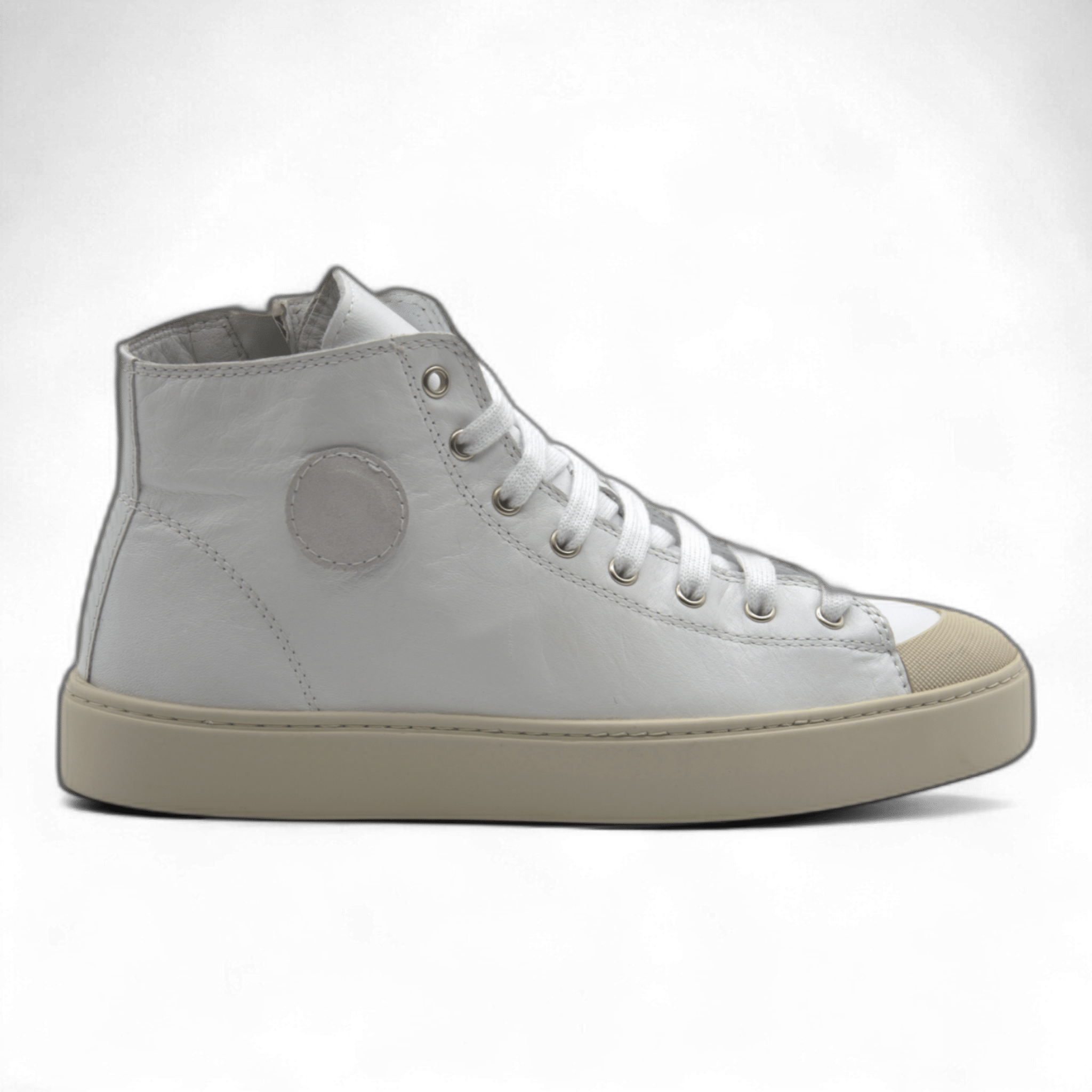 Women's Leather High Top Sneakers with Convenient Side Zipper (August Style) - Wear Sierra
