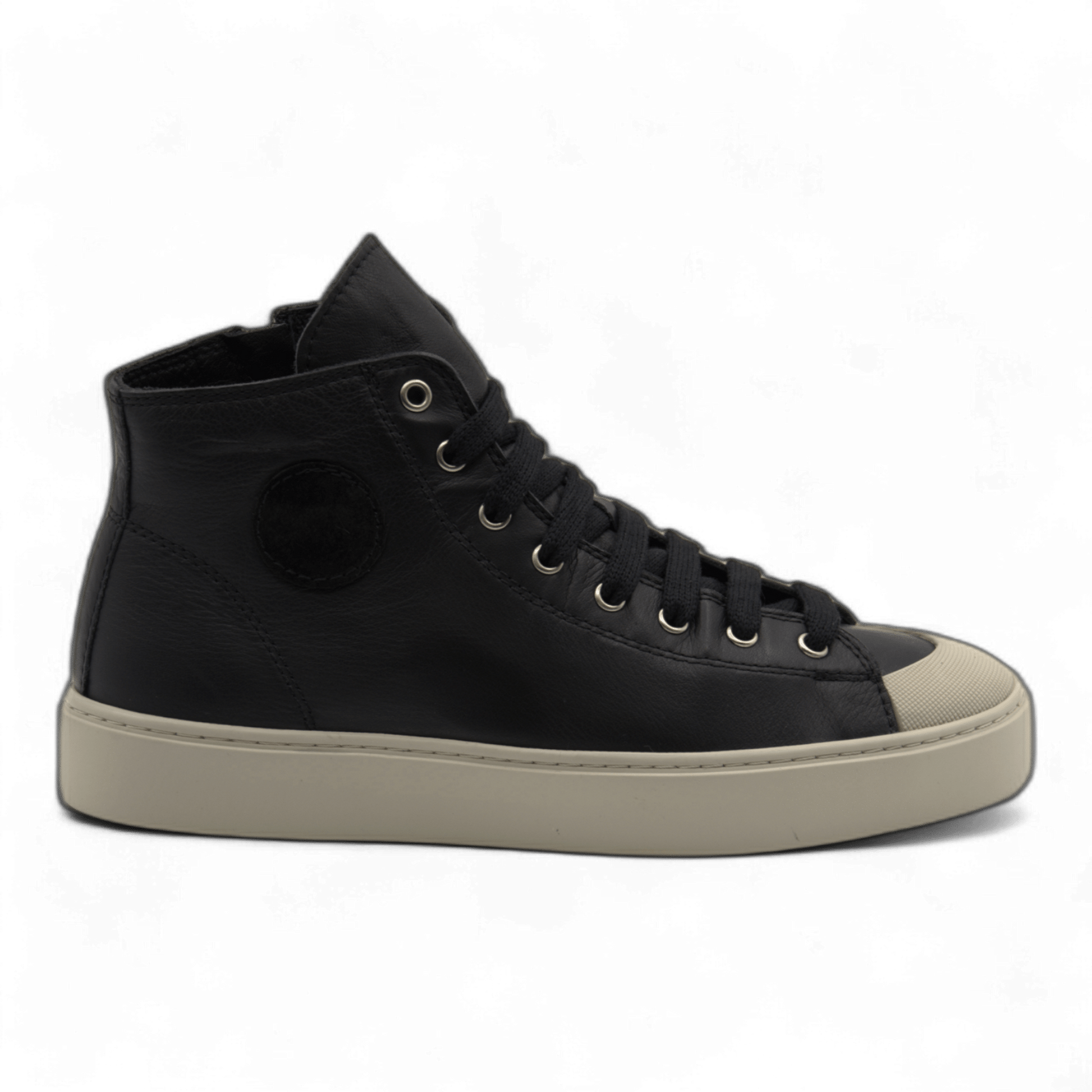 Women's Leather High Top Sneakers with Convenient Side Zipper (August Style) - Wear Sierra