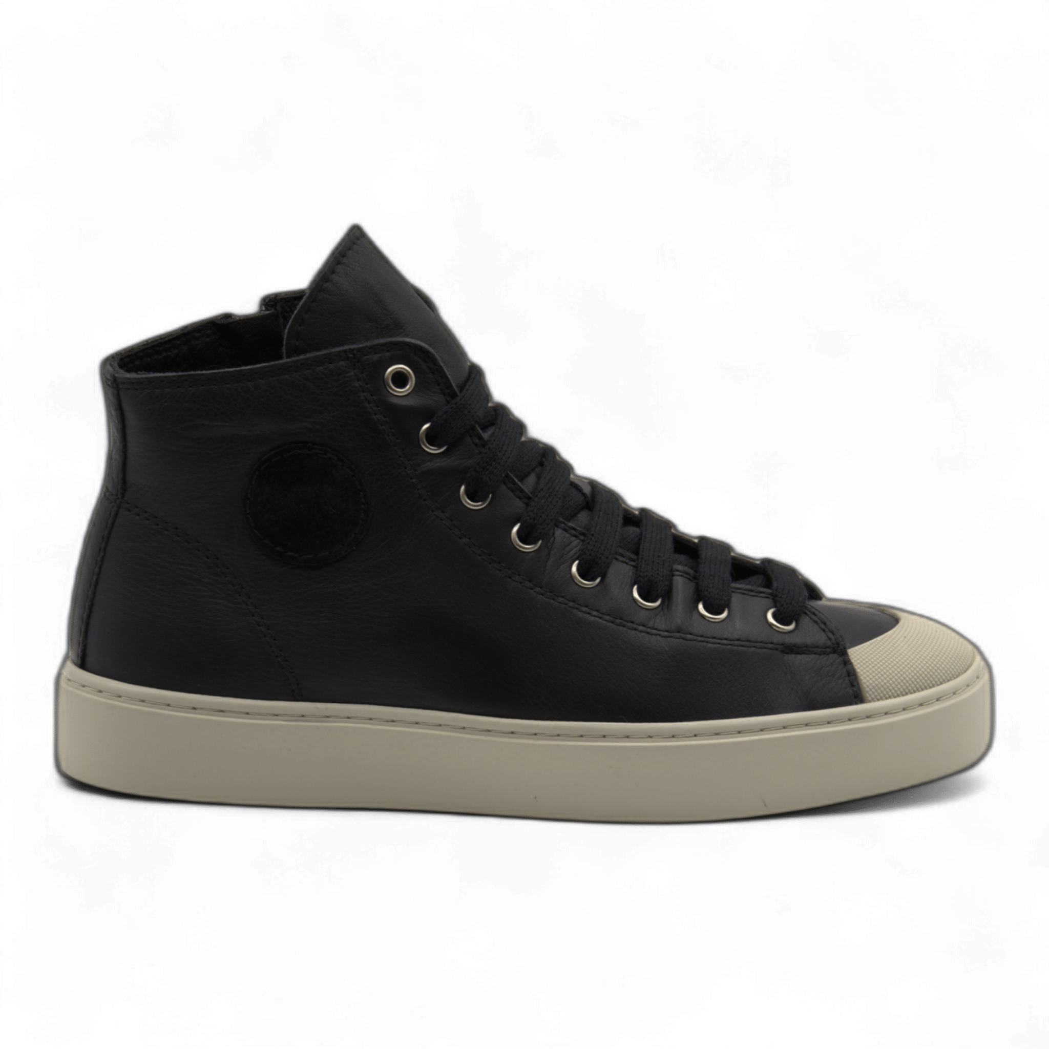 Women's Leather High Top Sneakers with Convenient Side Zipper (August Style) - Wear Sierra