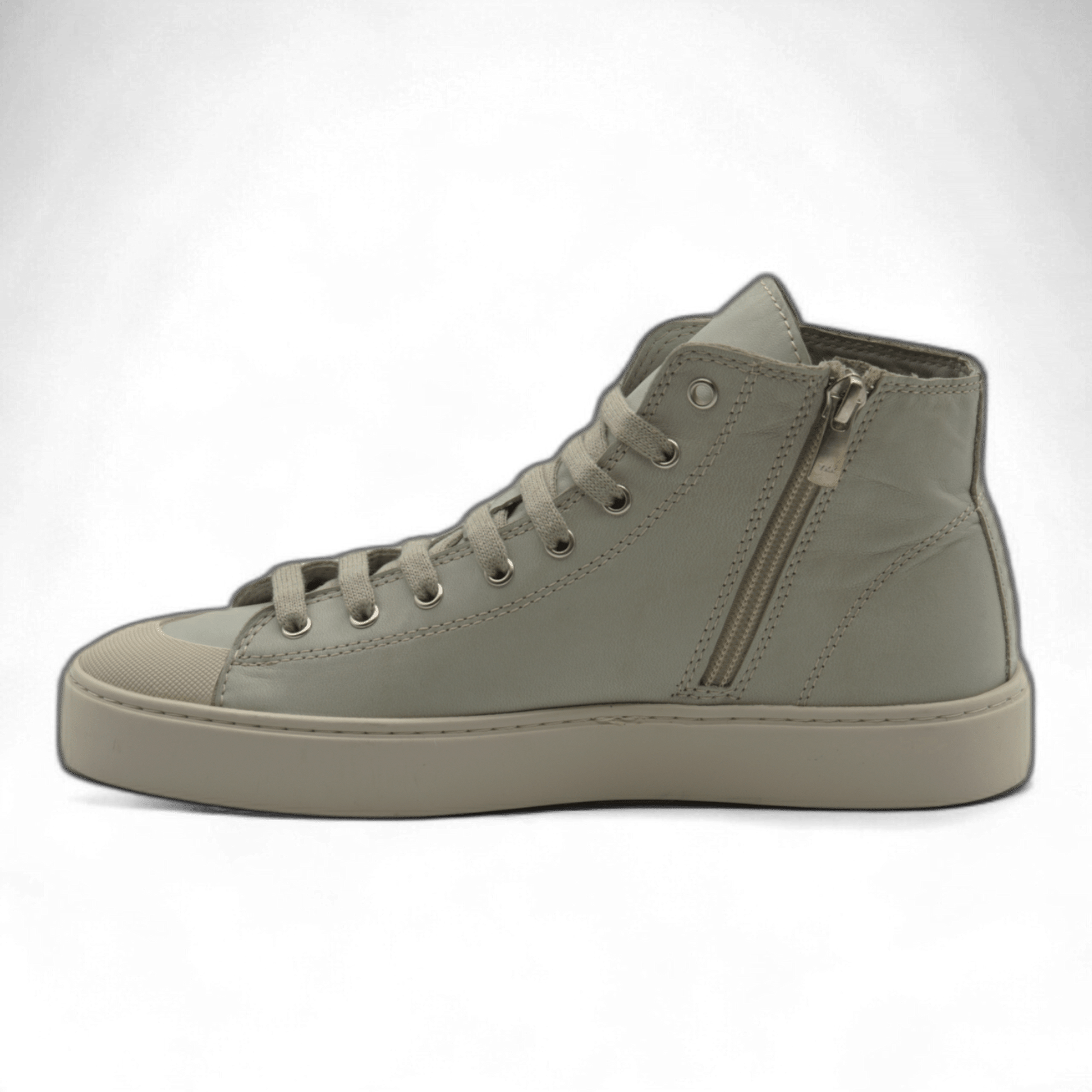 Women's Leather High Top Sneakers with Convenient Side Zipper (August Style) - Wear Sierra