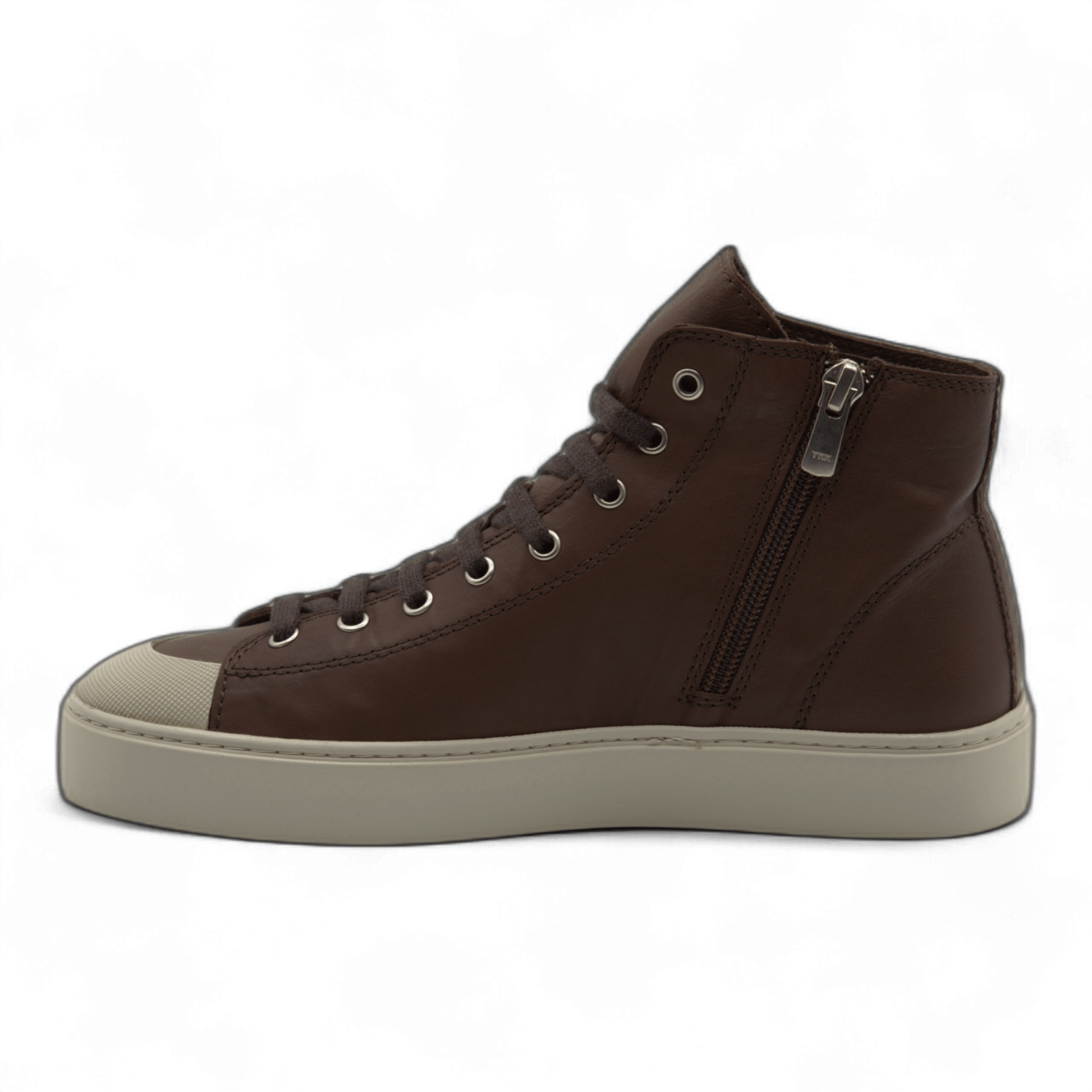 Women's Leather High Top Sneakers with Convenient Side Zipper (August Style) - Wear Sierra