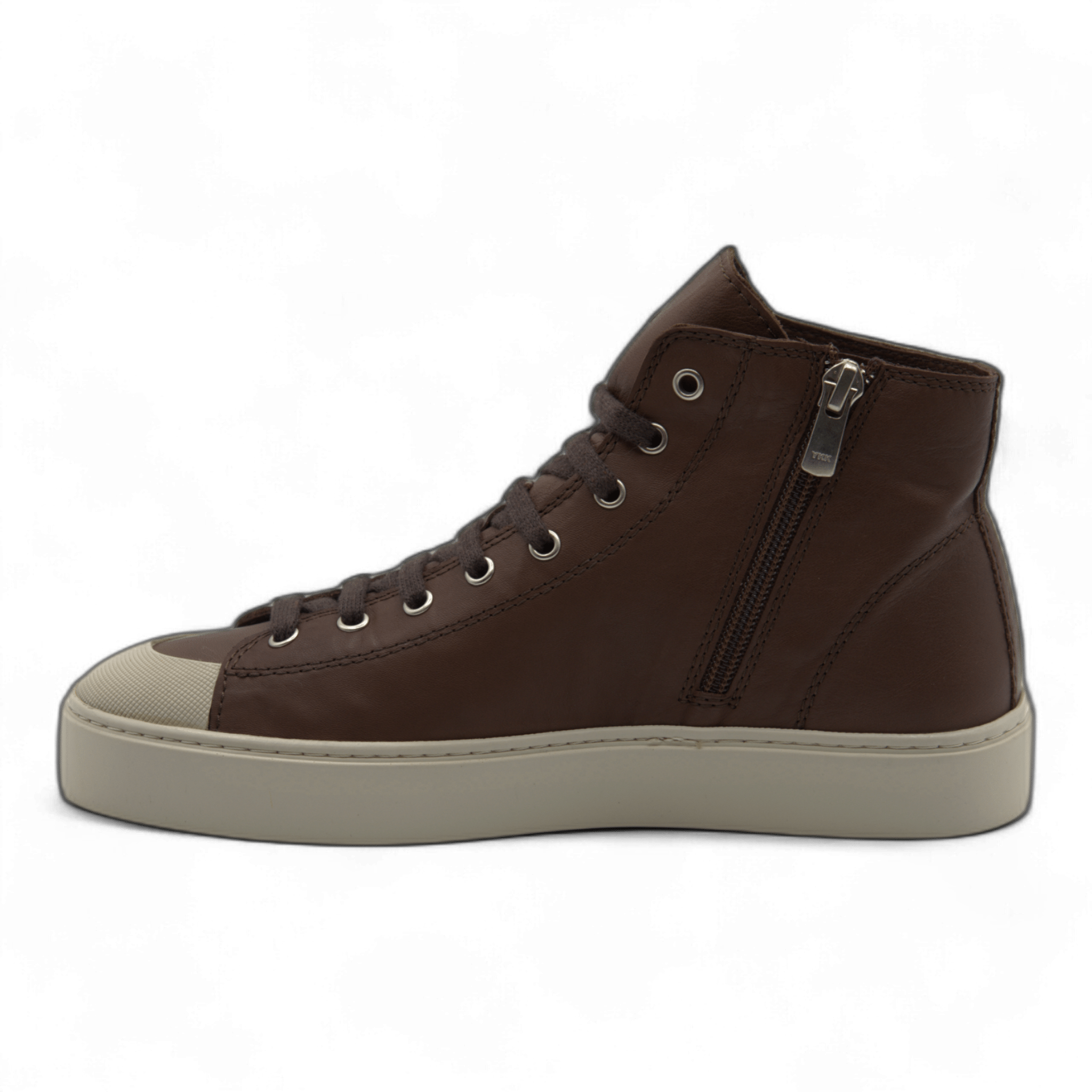 Women's Leather High Top Sneakers with Convenient Side Zipper (August Style) - Wear Sierra