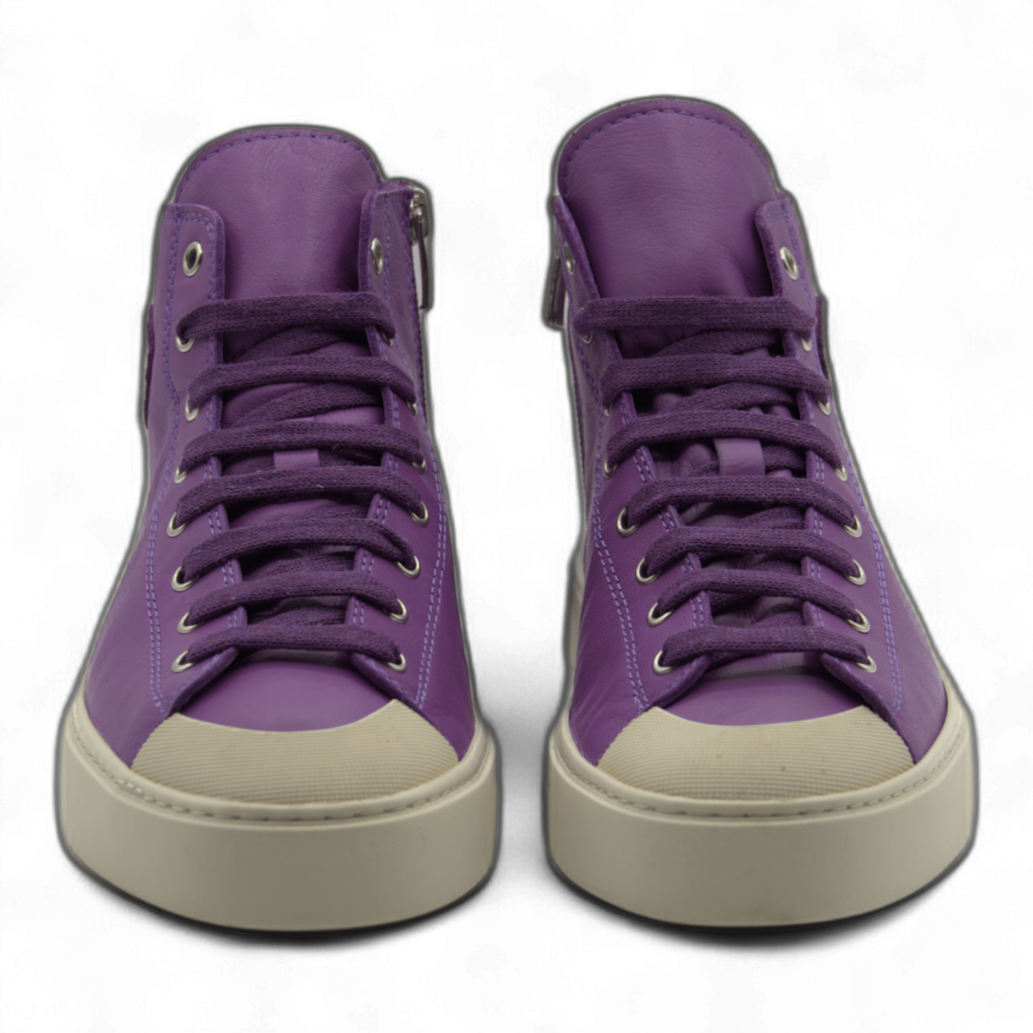 Women's Leather High Top Sneakers with Convenient Side Zipper (August Style) - Wear Sierra
