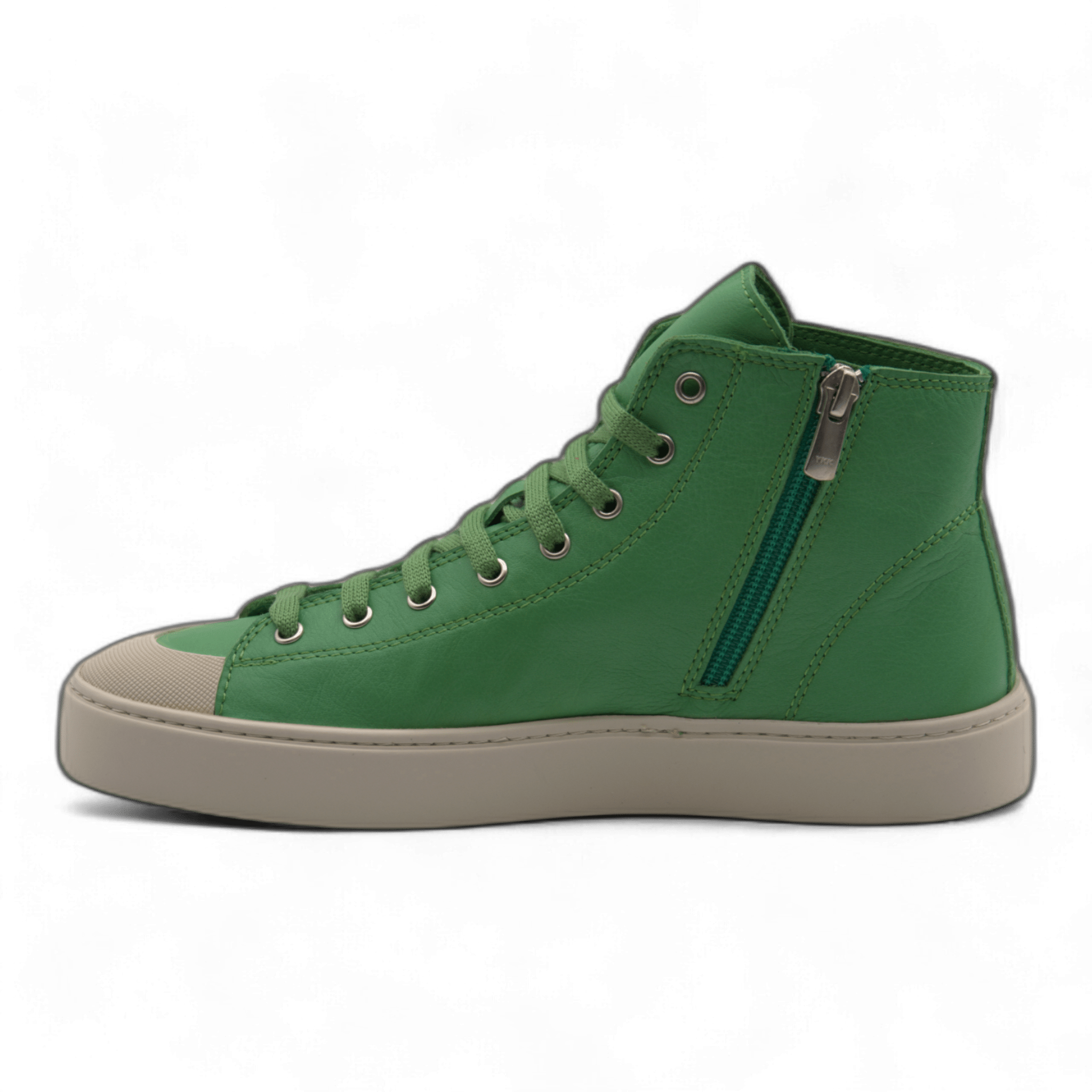 Women's Leather High Top Sneakers with Convenient Side Zipper (August Style) - Wear Sierra