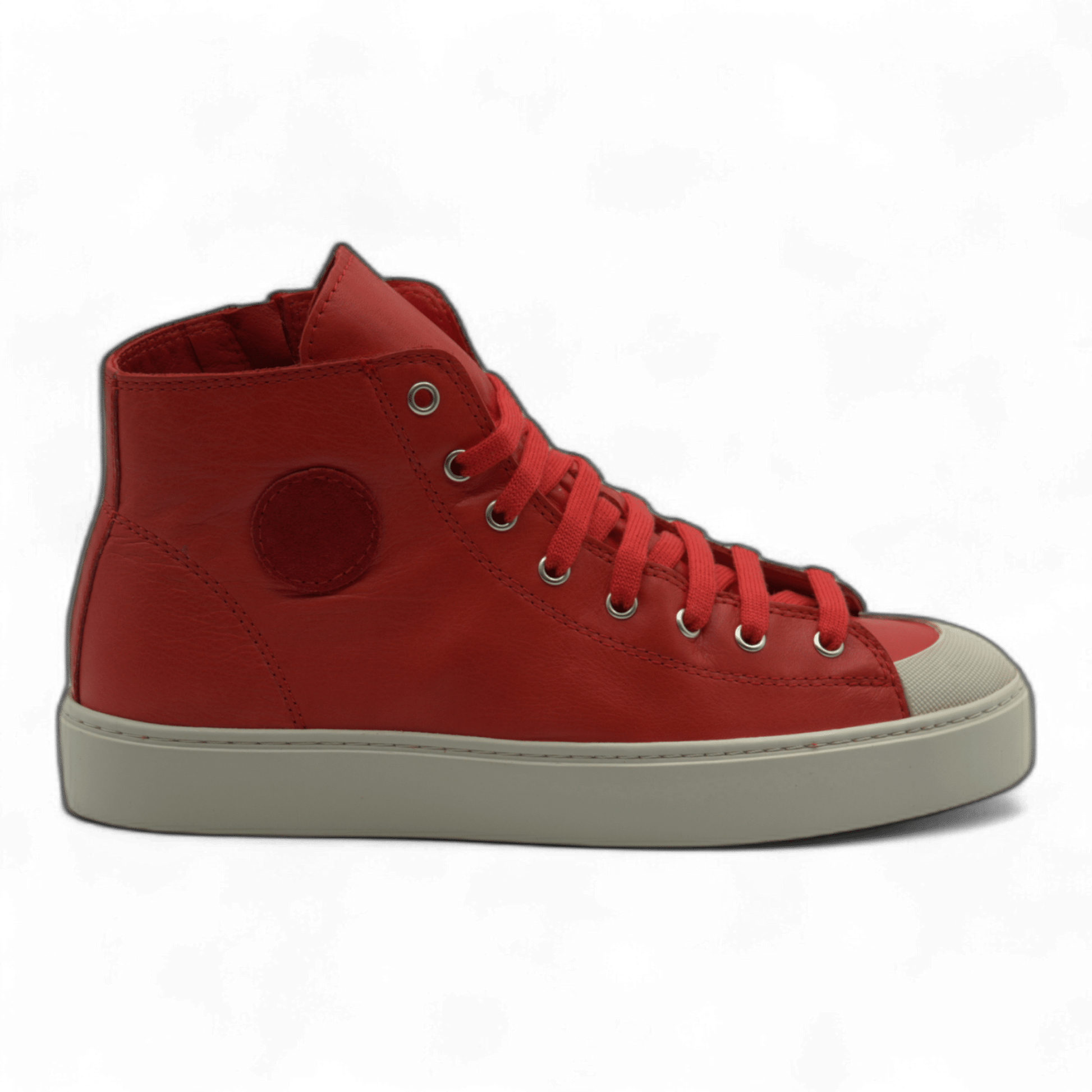 Women's Leather High Top Sneakers with Convenient Side Zipper (August Style) - Wear Sierra