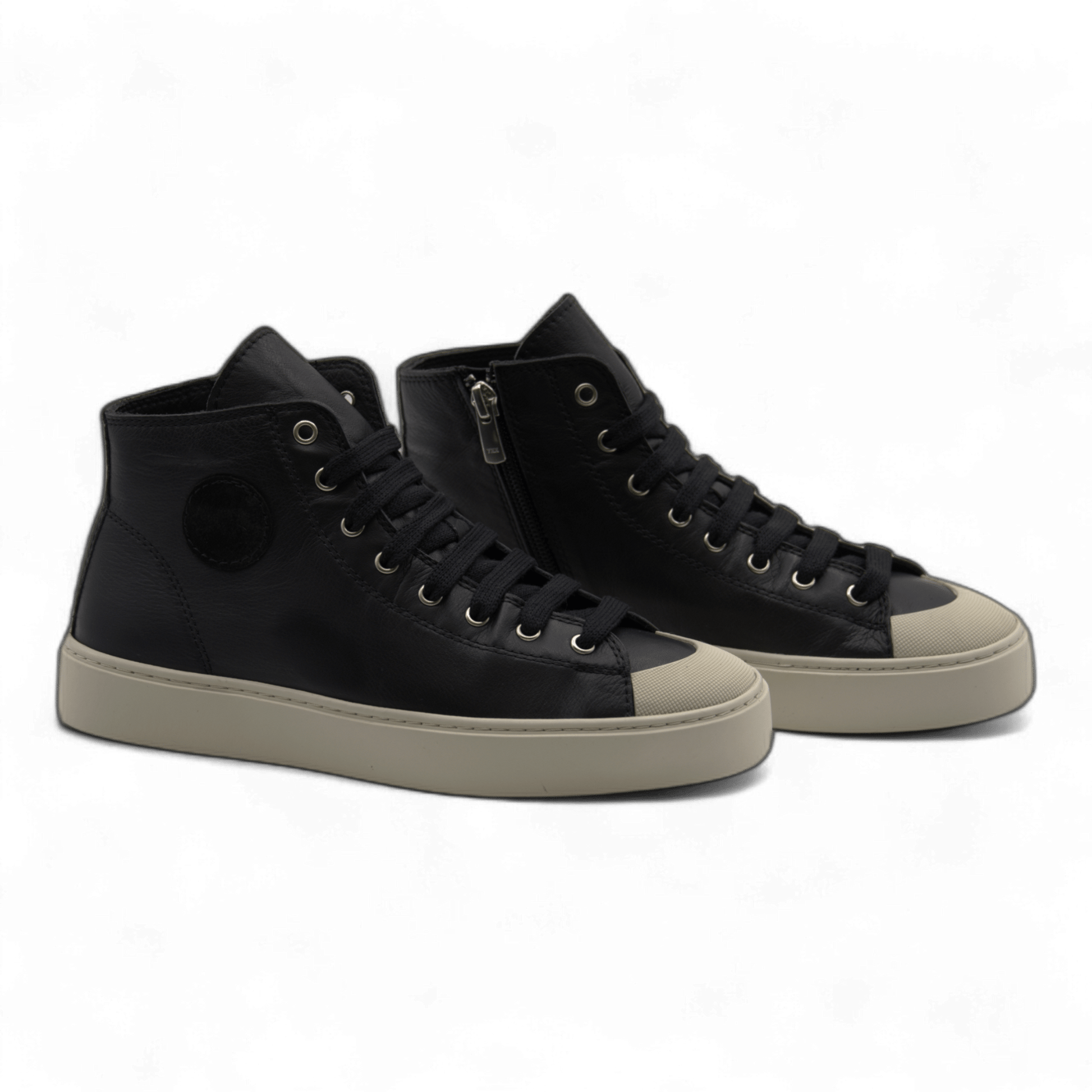 Women's Leather High Top Sneakers with Convenient Side Zipper (August Style) - Wear Sierra