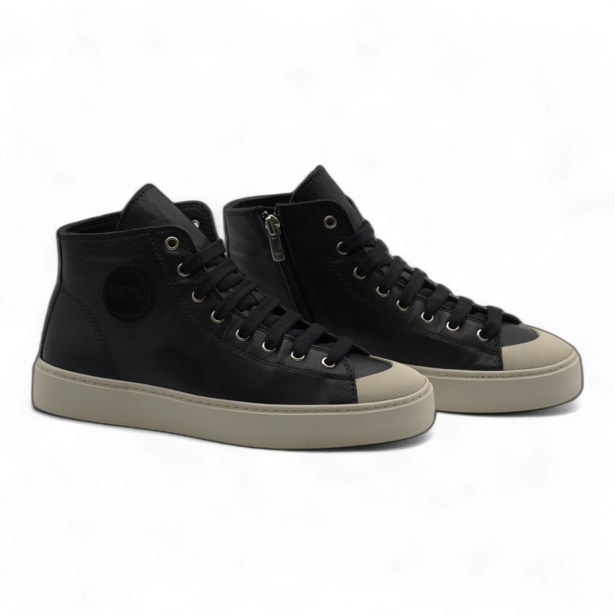 Women's Leather High Top Sneakers with Convenient Side Zipper (August Style) - Wear Sierra