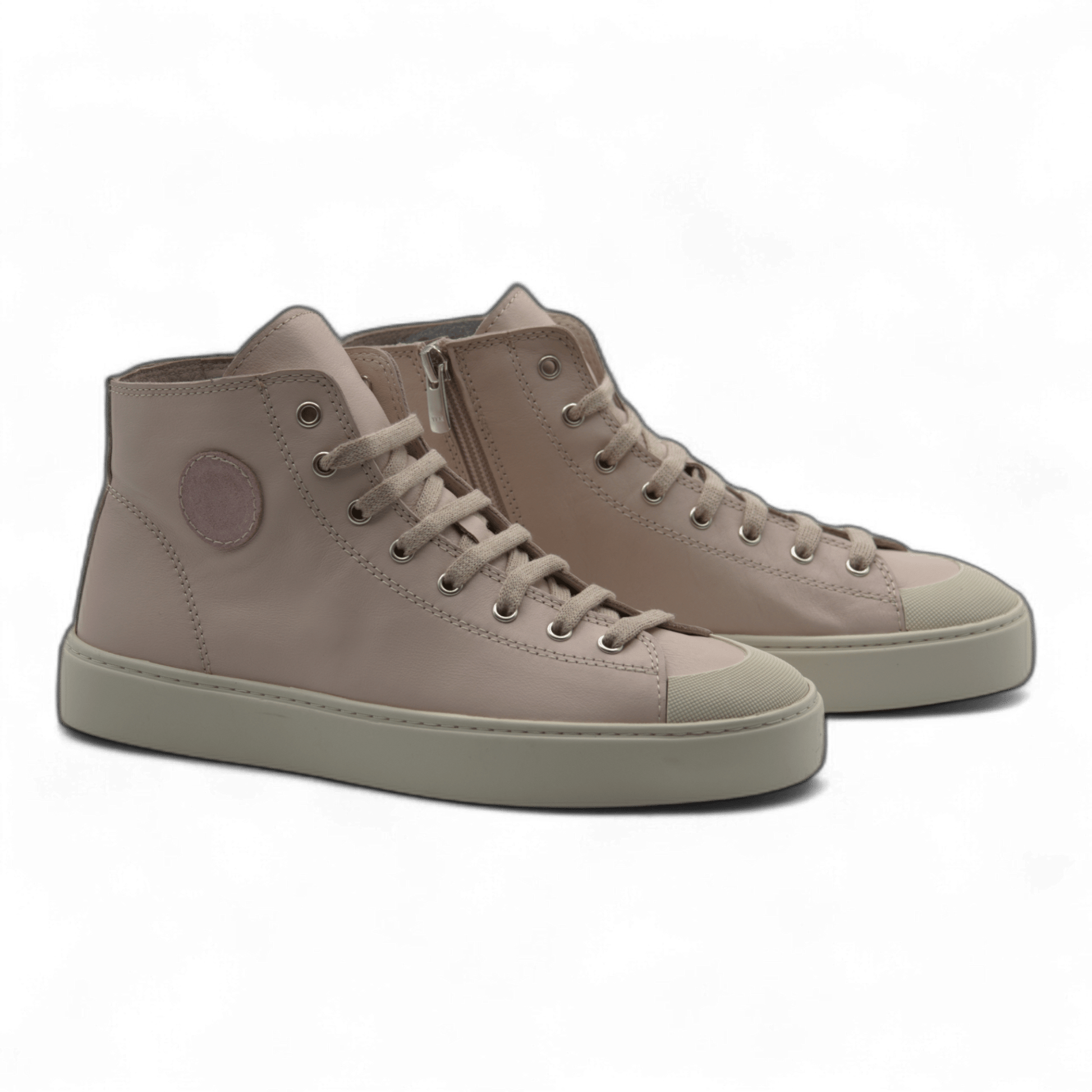 Women's Leather High Top Sneakers with Convenient Side Zipper (August Style) - Wear Sierra