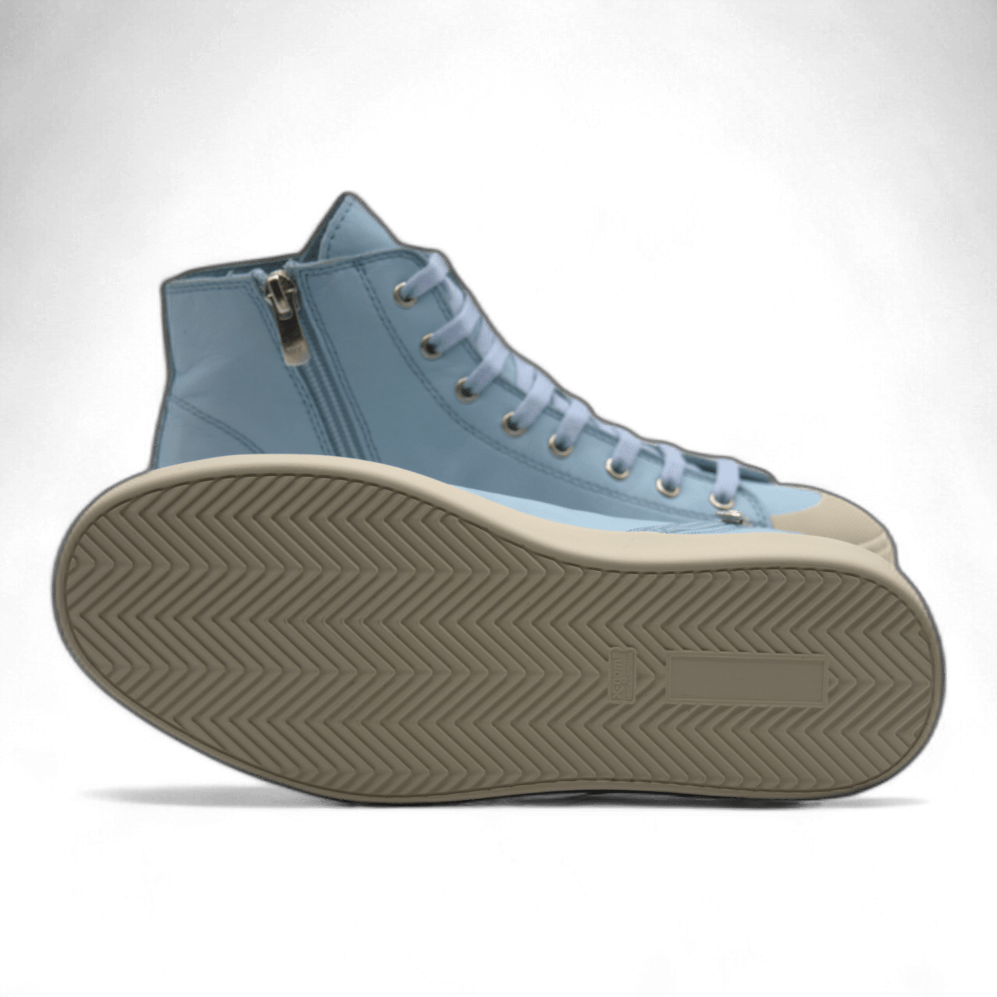 Women's Leather High Top Sneakers with Convenient Side Zipper (August Style) - Wear Sierra