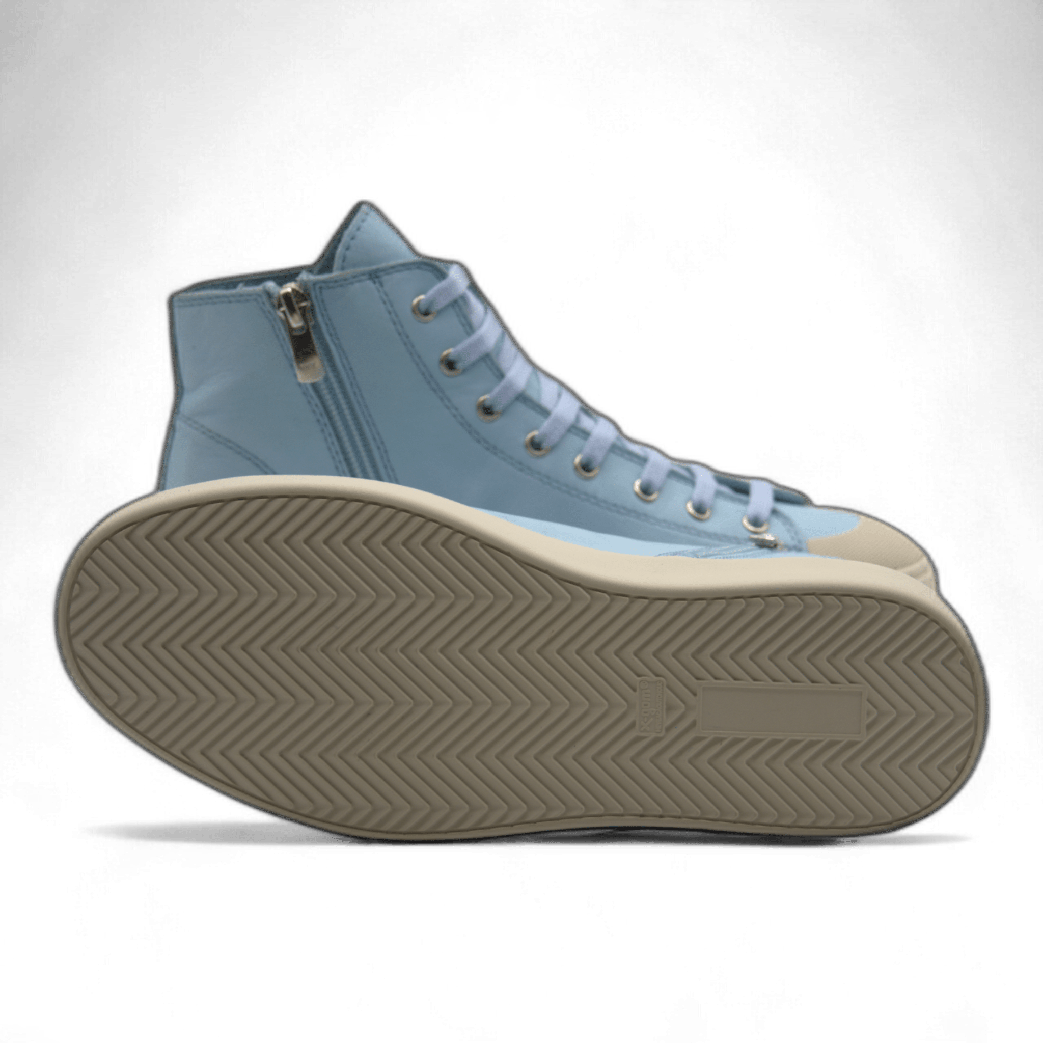 Women's Leather High Top Sneakers with Convenient Side Zipper (August Style) - Wear Sierra
