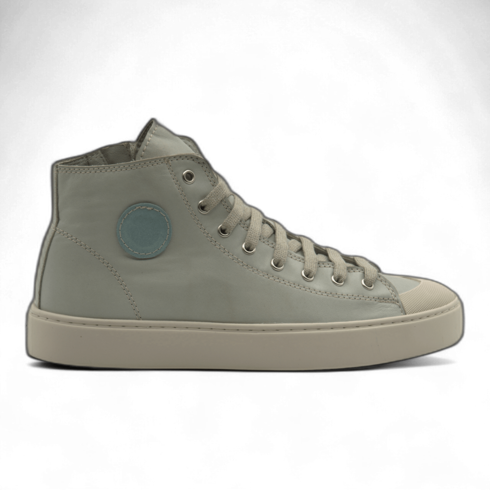Women's Leather High Top Sneakers with Convenient Side Zipper (August Style) - Wear Sierra
