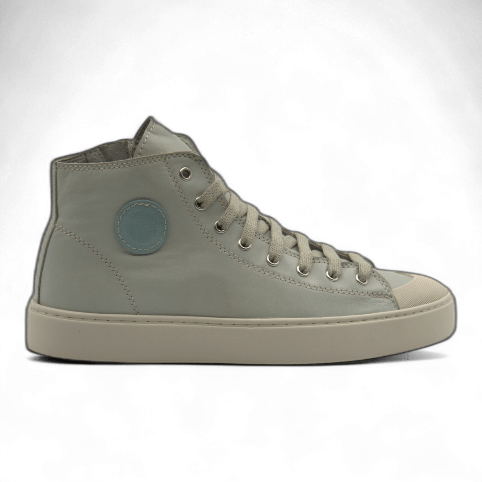 Women's Leather High Top Sneakers with Convenient Side Zipper (August Style) - Wear Sierra