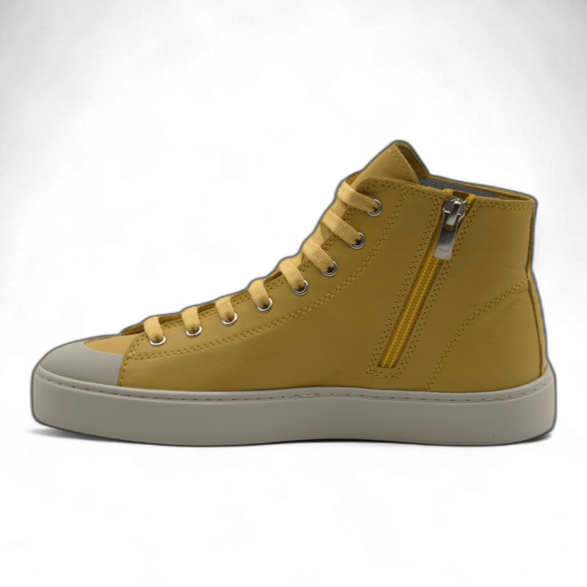 Women's Leather High Top Sneakers with Convenient Side Zipper (August Style) - Wear Sierra