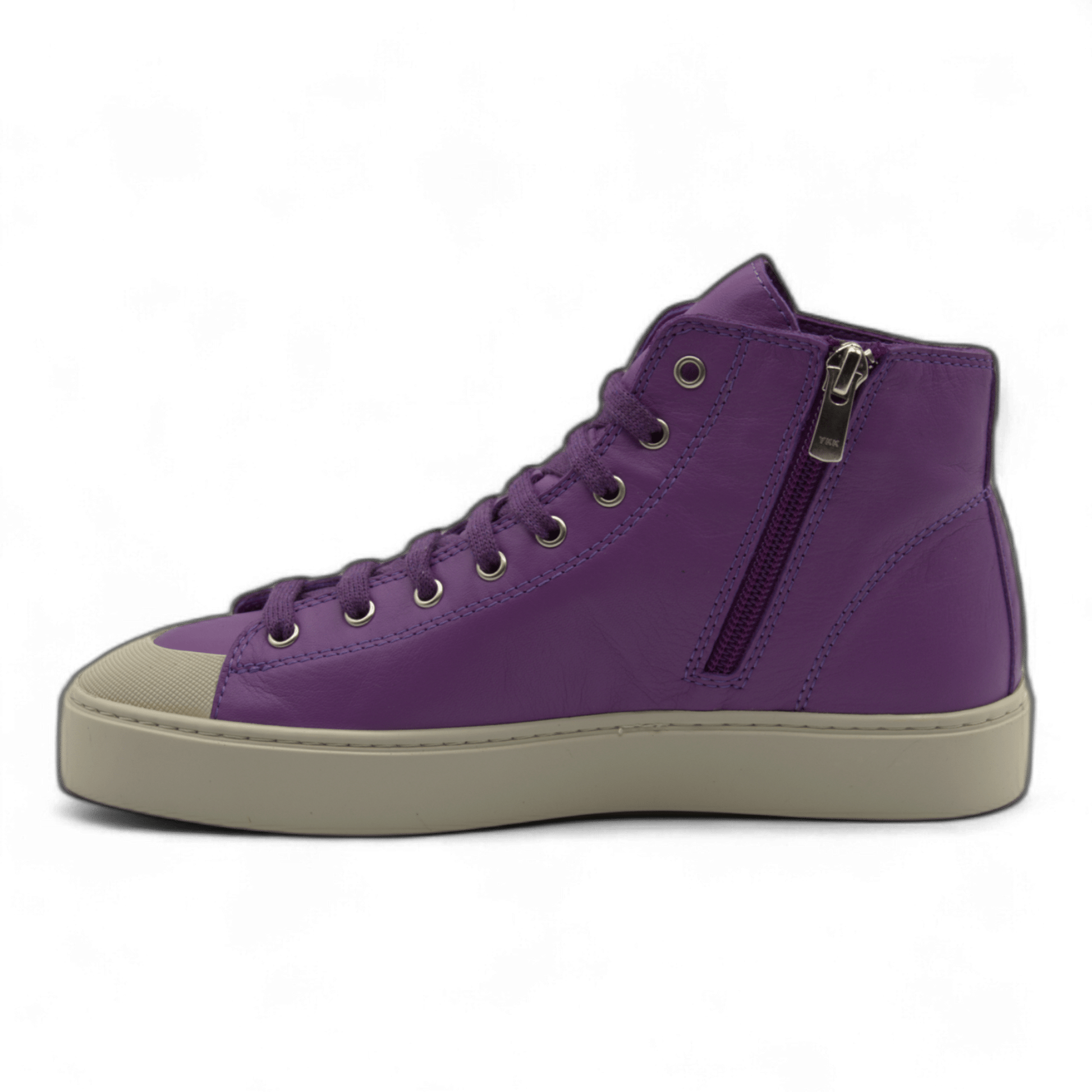 Women's Leather High Top Sneakers with Convenient Side Zipper (August Style) - Wear Sierra