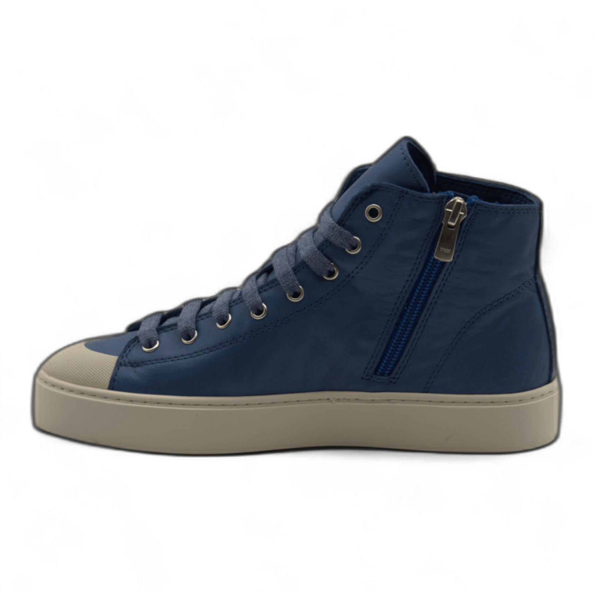 Women's Leather High Top Sneakers with Convenient Side Zipper (August Style) - Wear Sierra