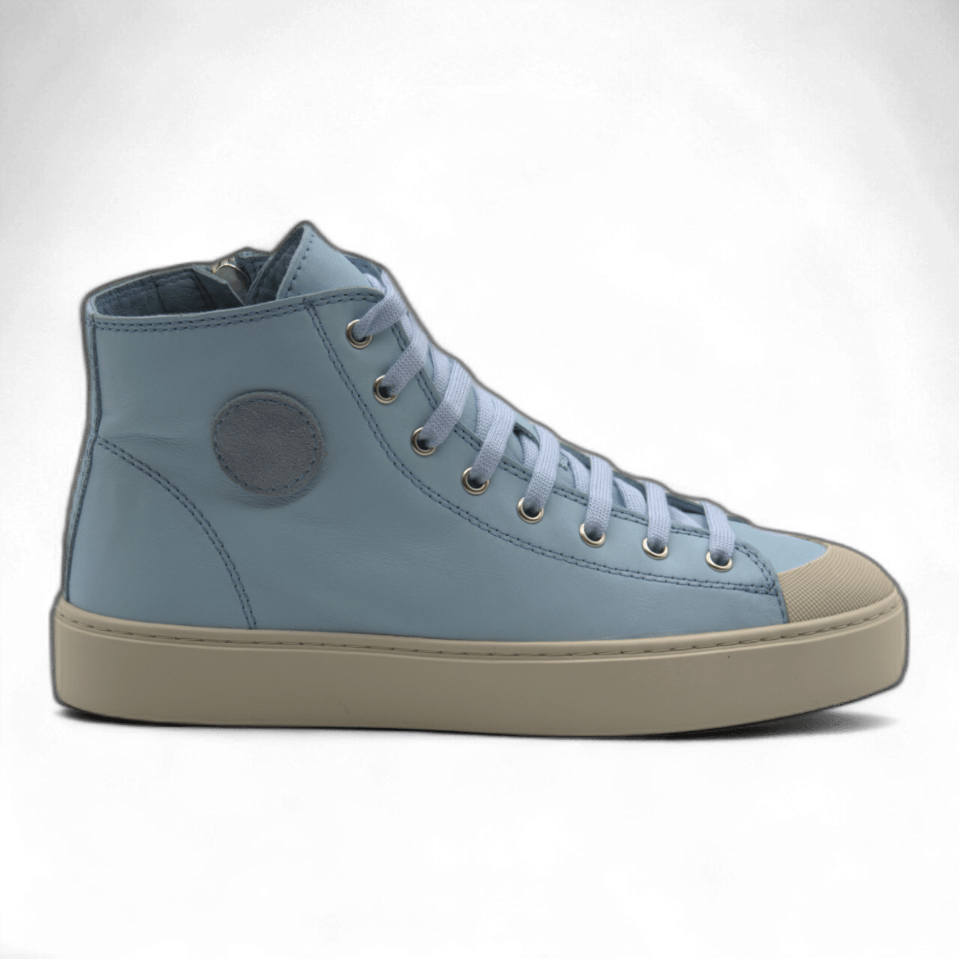 Women's Leather High Top Sneakers with Convenient Side Zipper (August Style) - Wear Sierra