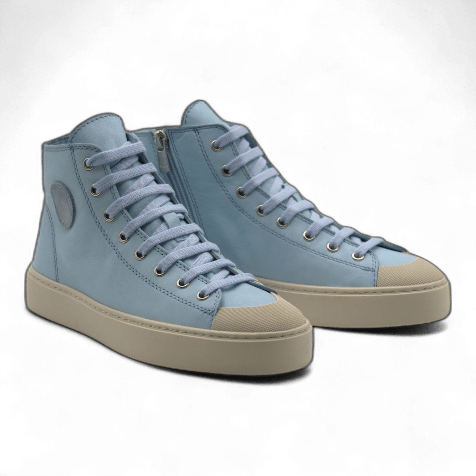 Women's Leather High Top Sneakers with Convenient Side Zipper (August Style) - Wear Sierra