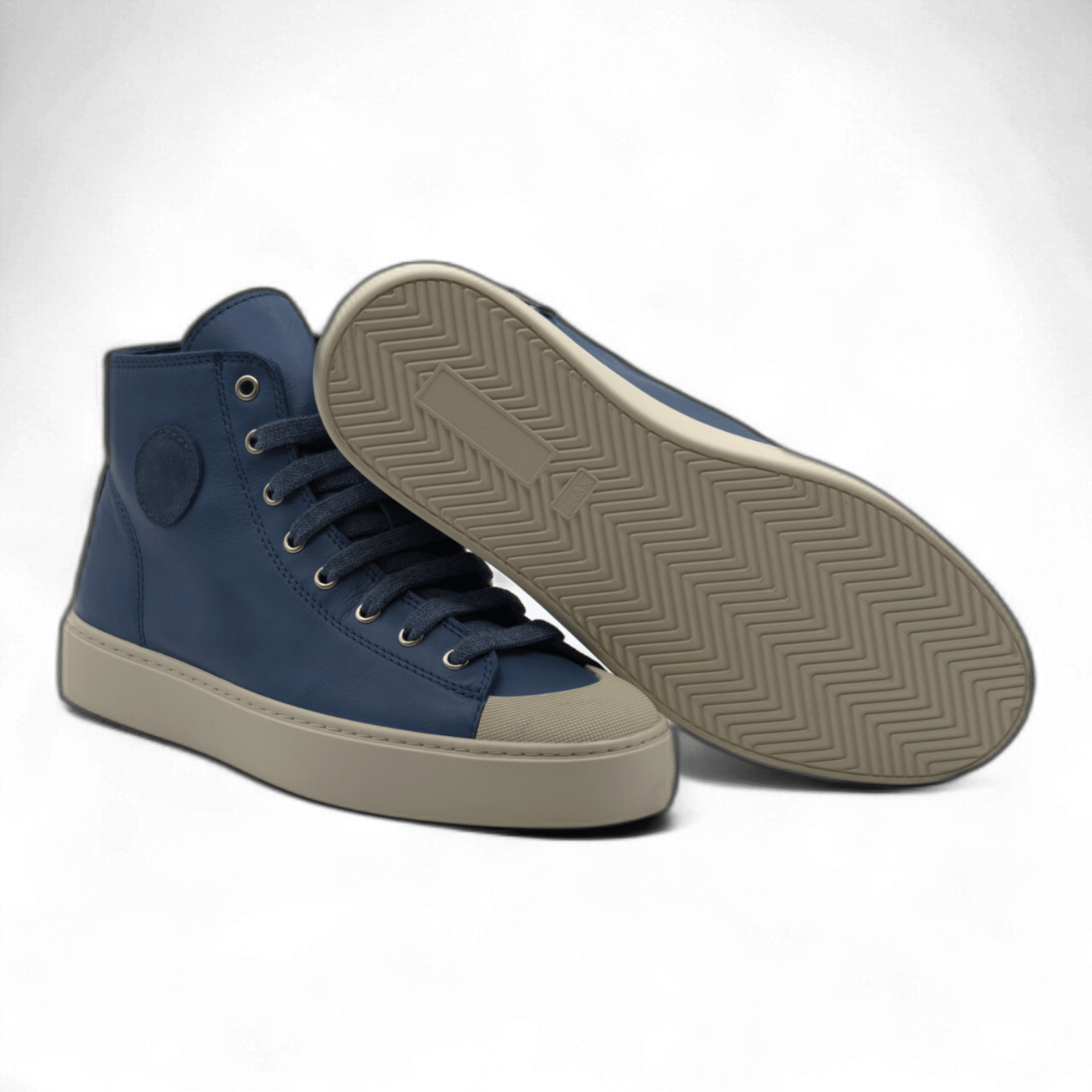 Women's Leather High Top Sneakers with Convenient Side Zipper (August Style) - Wear Sierra