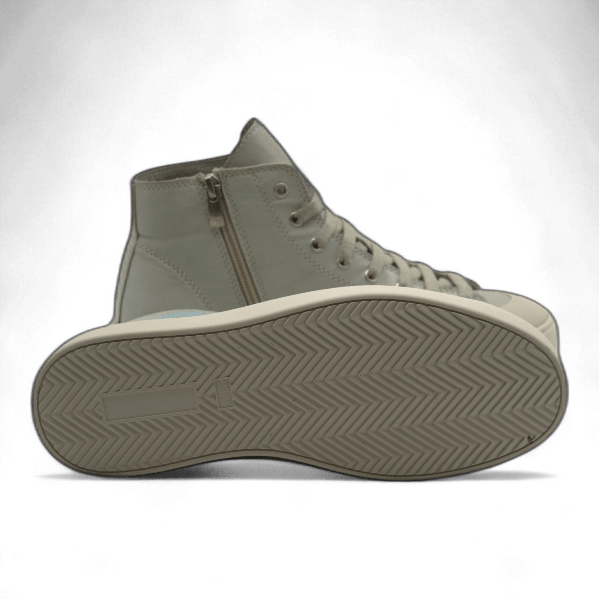 Women's Leather High Top Sneakers with Convenient Side Zipper (August Style) - Wear Sierra