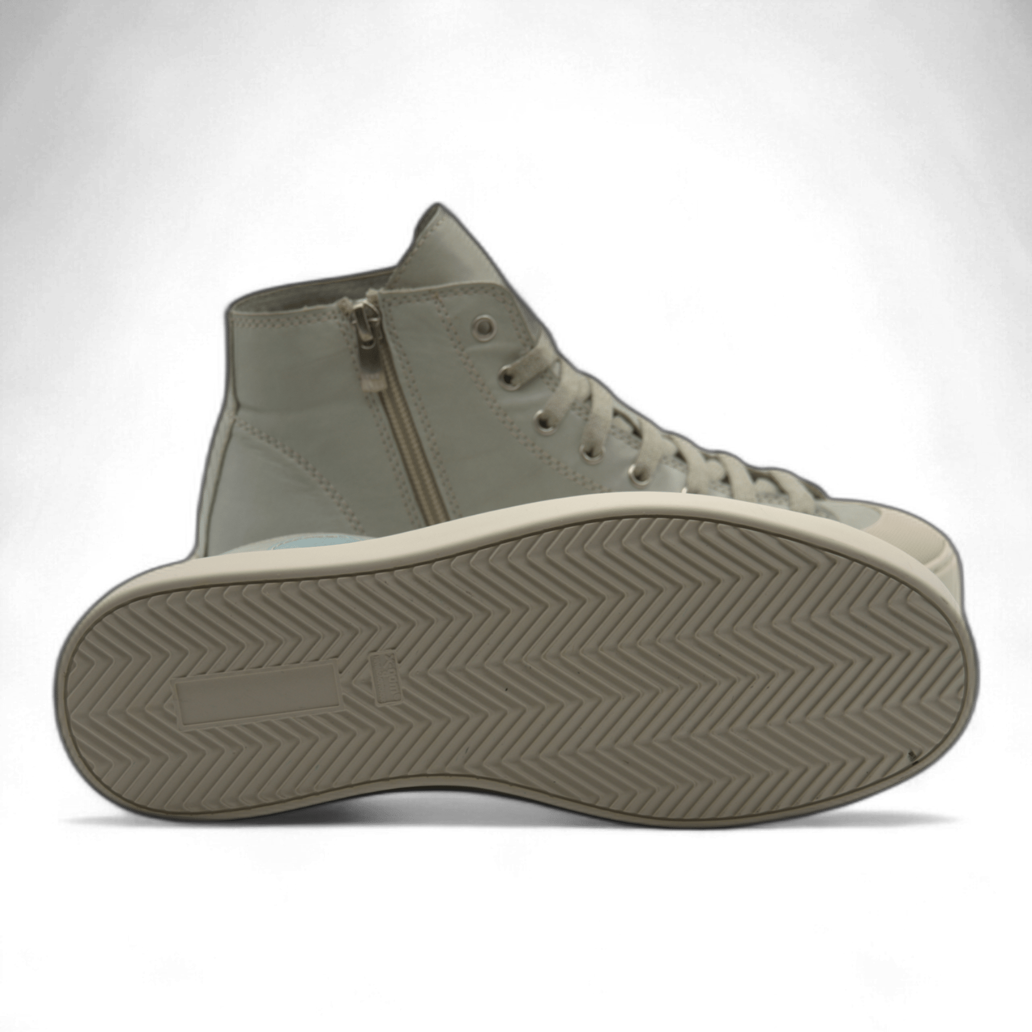 Women's Leather High Top Sneakers with Convenient Side Zipper (August Style) - Wear Sierra