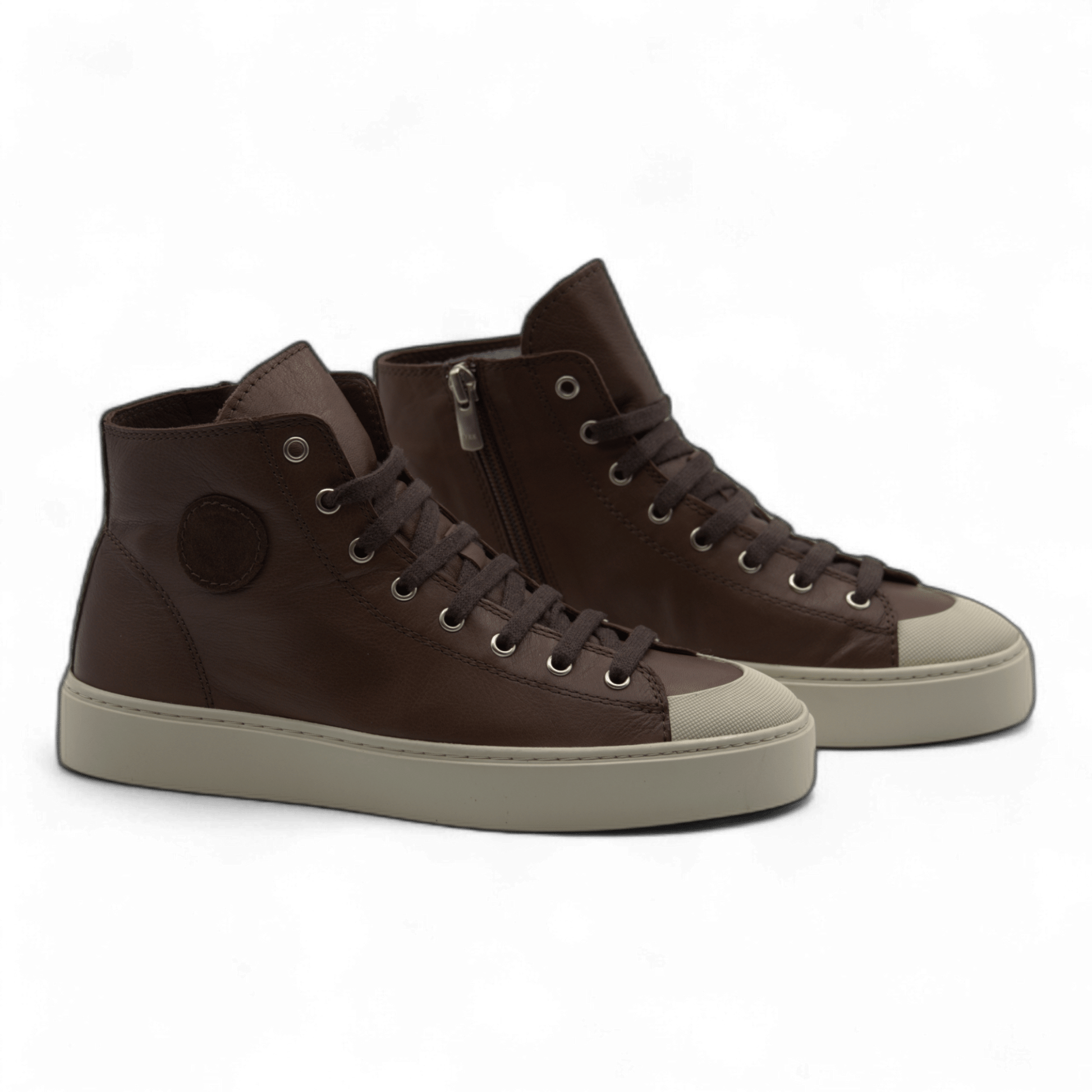 Women's Leather High Top Sneakers with Convenient Side Zipper (August Style) - Wear Sierra