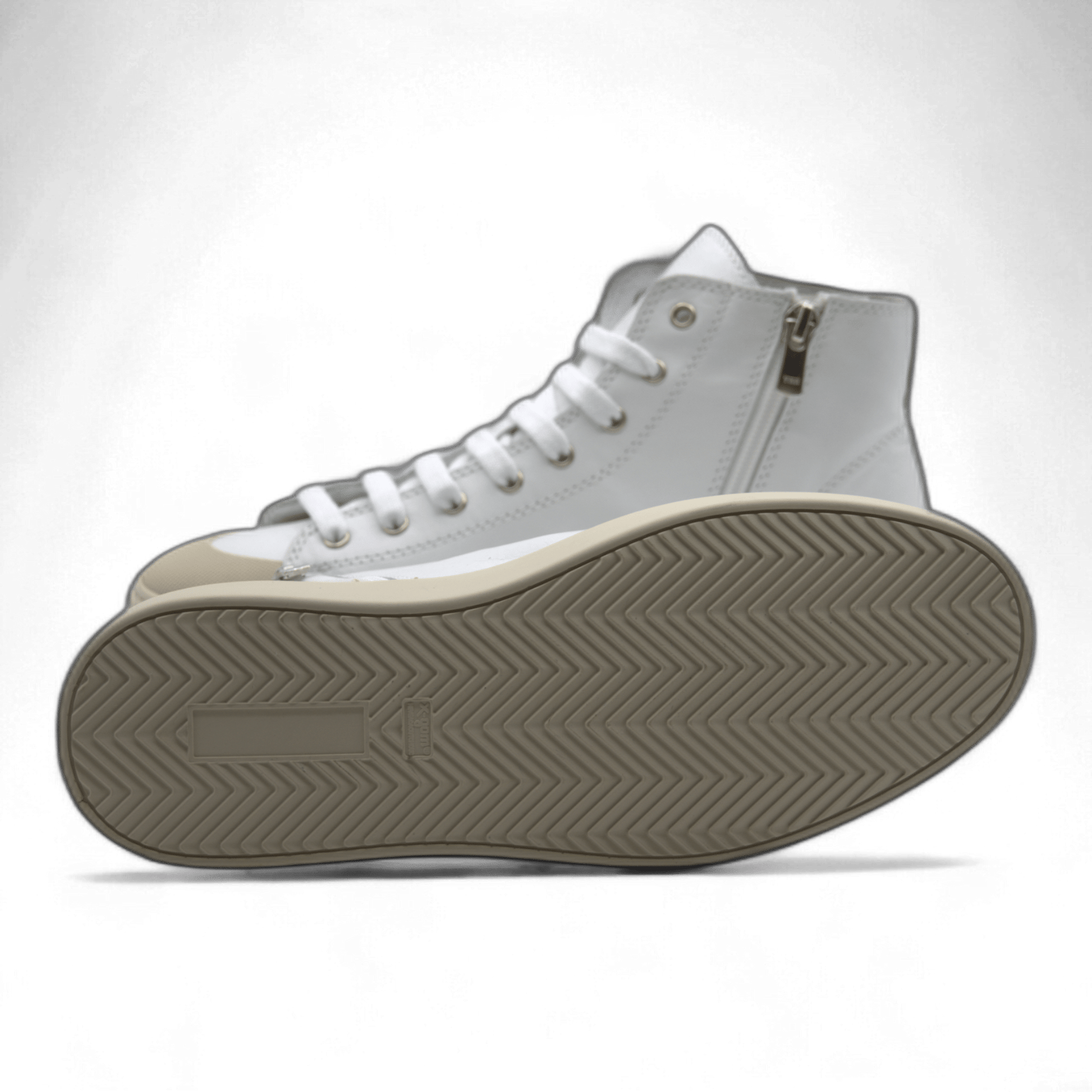 Women's Leather High Top Sneakers with Convenient Side Zipper (August Style) - Wear Sierra