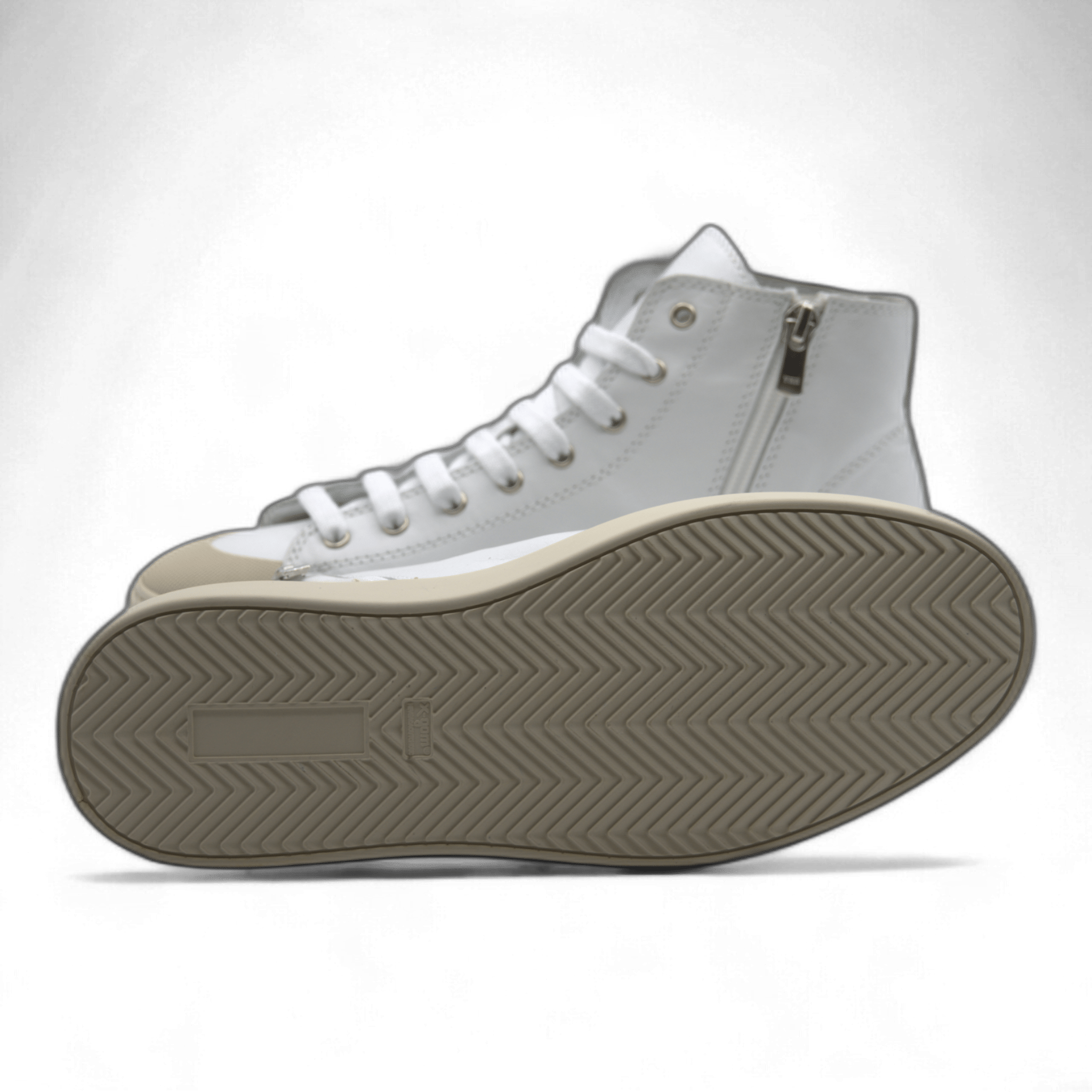 Women's Leather High Top Sneakers with Convenient Side Zipper (August Style) - Wear Sierra