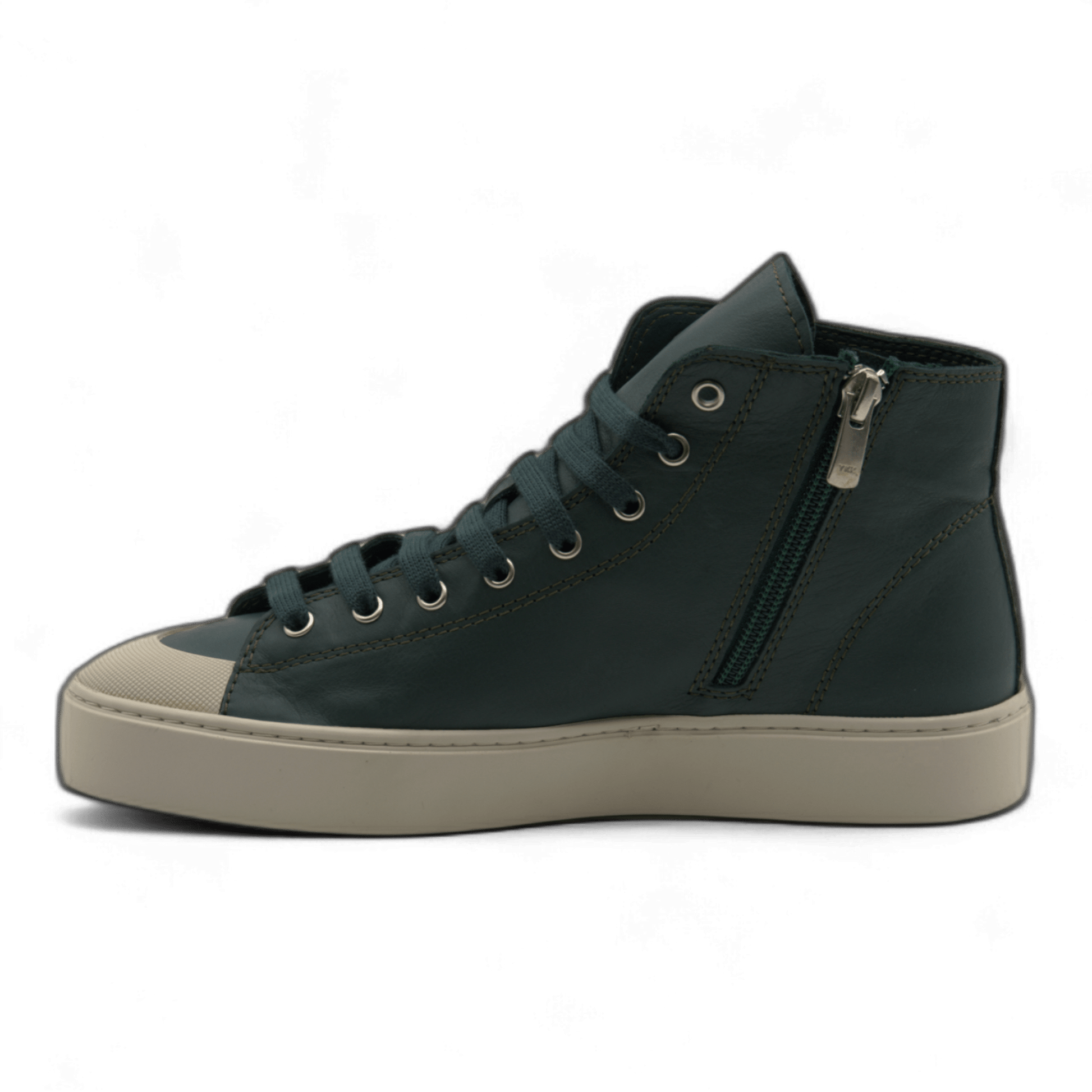 Women's Leather High Top Sneakers with Convenient Side Zipper (August Style) - Wear Sierra