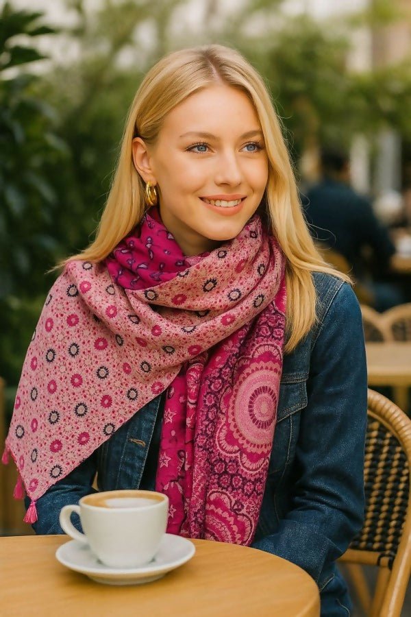 Women's Lightweight Colorful and Stylish Shawls With Tassels-Perfect Shoulder Covers For Spring and Fall - Wear Sierra
