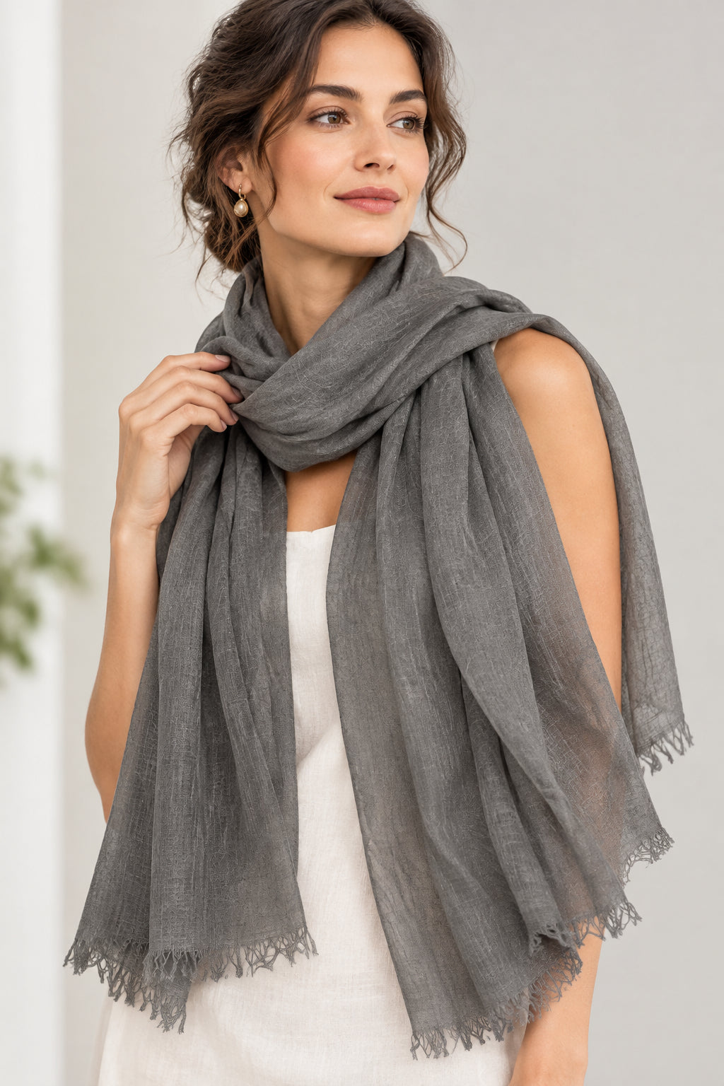 Women's Lightweight Linen-Like Sheer Scarves in Jewel Tone Colors - Wear Sierra