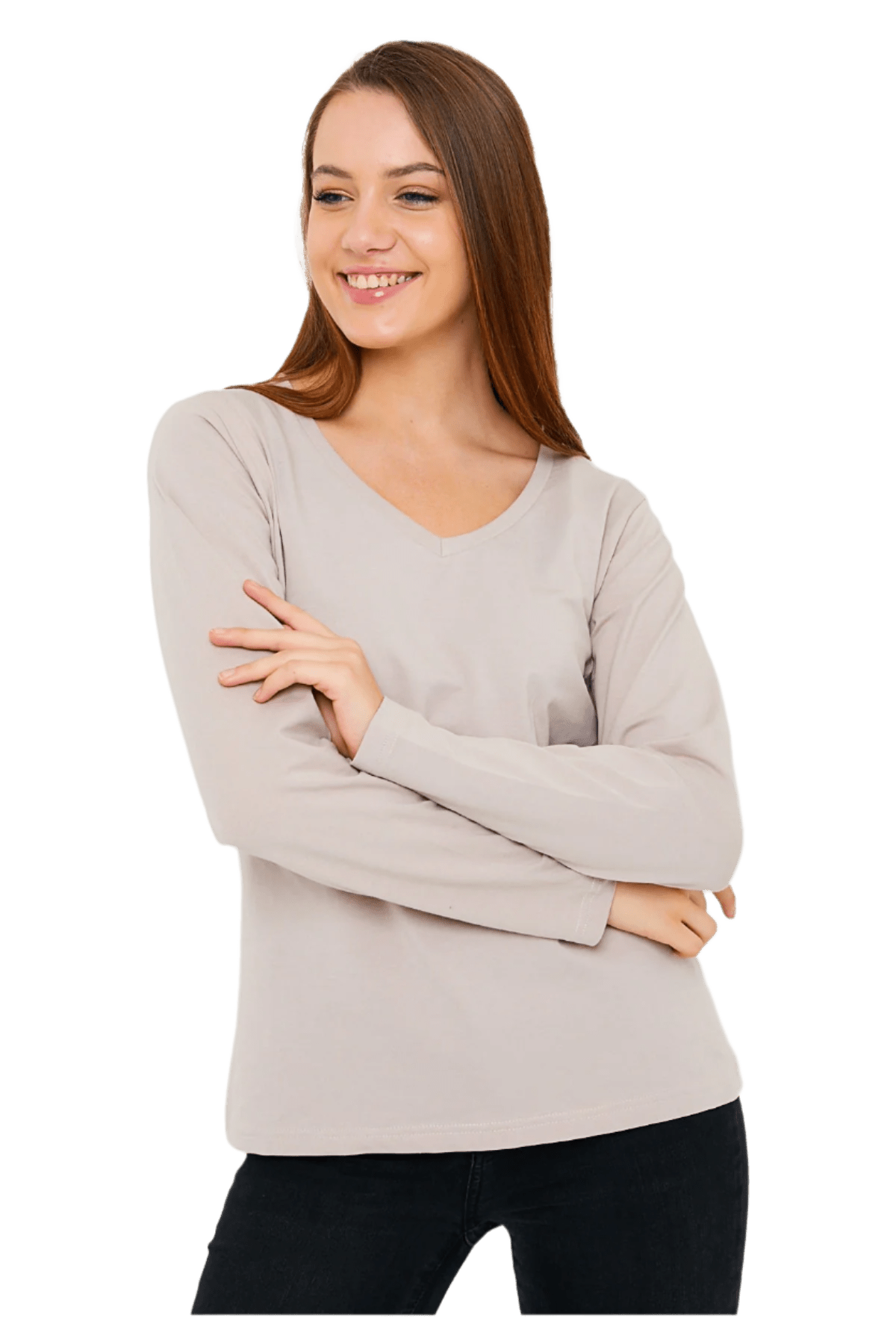 Women's Long Sleeve V-Neck Shirts - in All Natural, Colorful Pima Cotton, Turkish Cotton Long-Sleeve Shirts - Great for Layering under Sweaters and Scrubs - Wear Sierra