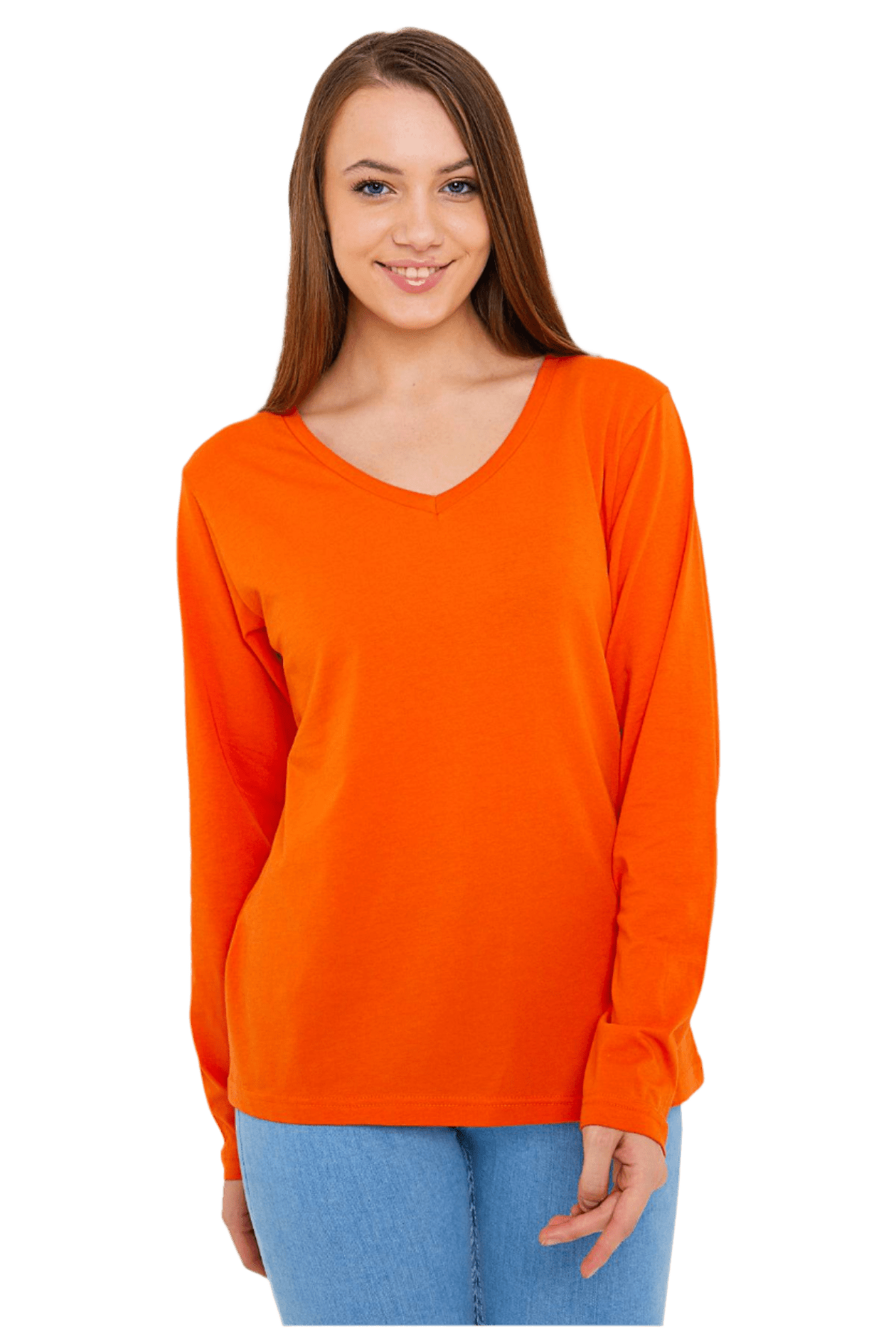 Women's Long Sleeve V-Neck Shirts - in All Natural, Colorful Pima Cotton, Turkish Cotton Long-Sleeve Shirts - Great for Layering under Sweaters and Scrubs - Wear Sierra