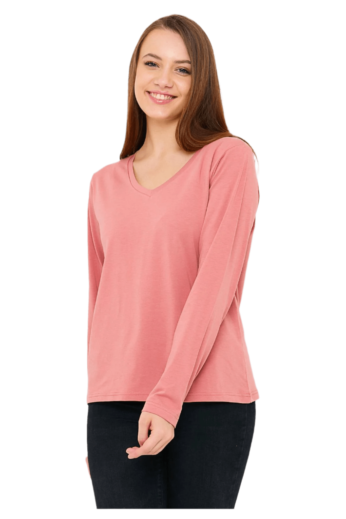 Women's Long Sleeve V-Neck Shirts - in All Natural, Colorful Pima Cotton, Turkish Cotton Long-Sleeve Shirts - Great for Layering under Sweaters and Scrubs - Wear Sierra