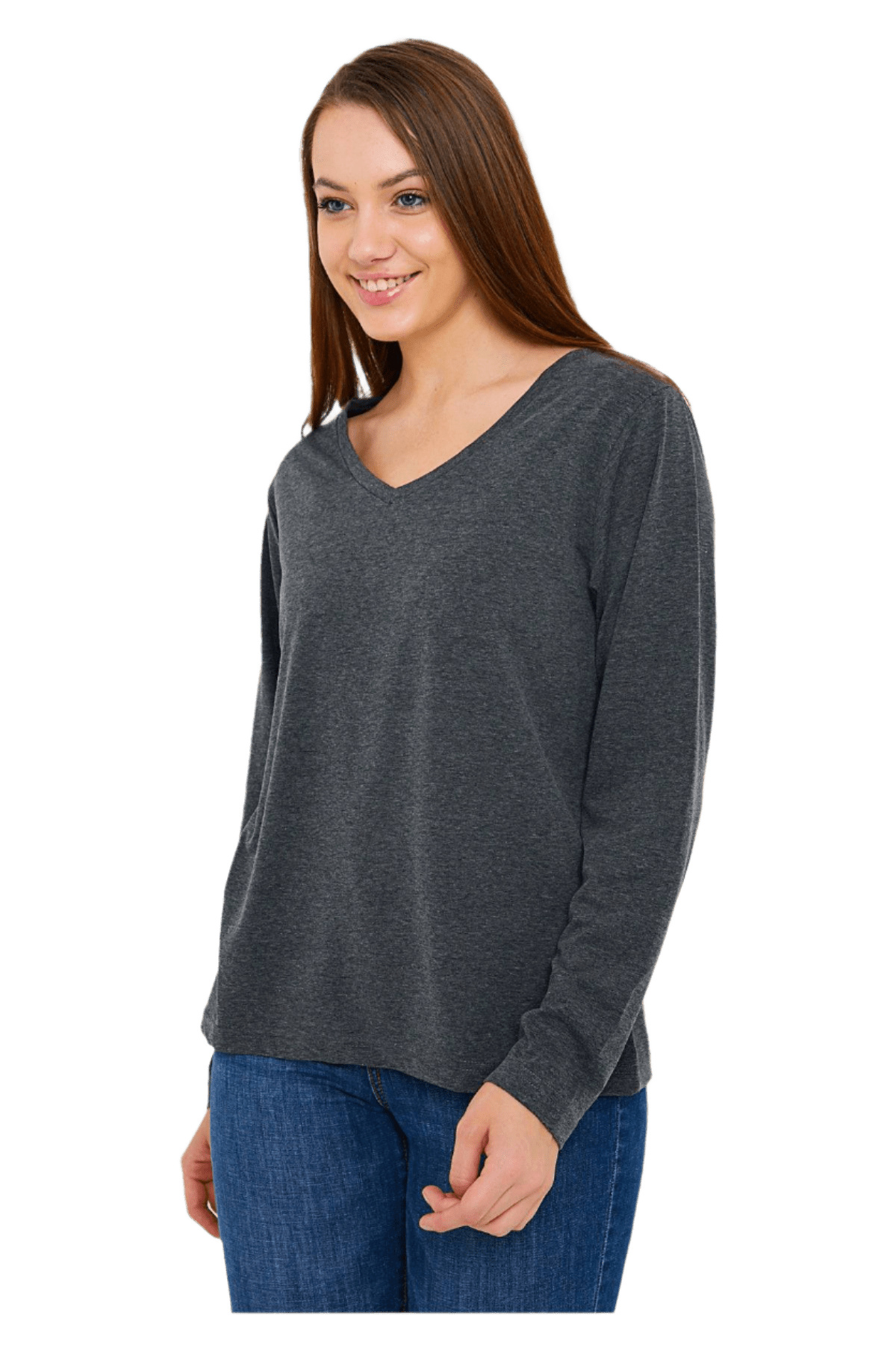 Women's Long Sleeve V-Neck Shirts - in All Natural, Colorful Pima Cotton, Turkish Cotton Long-Sleeve Shirts - Great for Layering under Sweaters and Scrubs - Wear Sierra