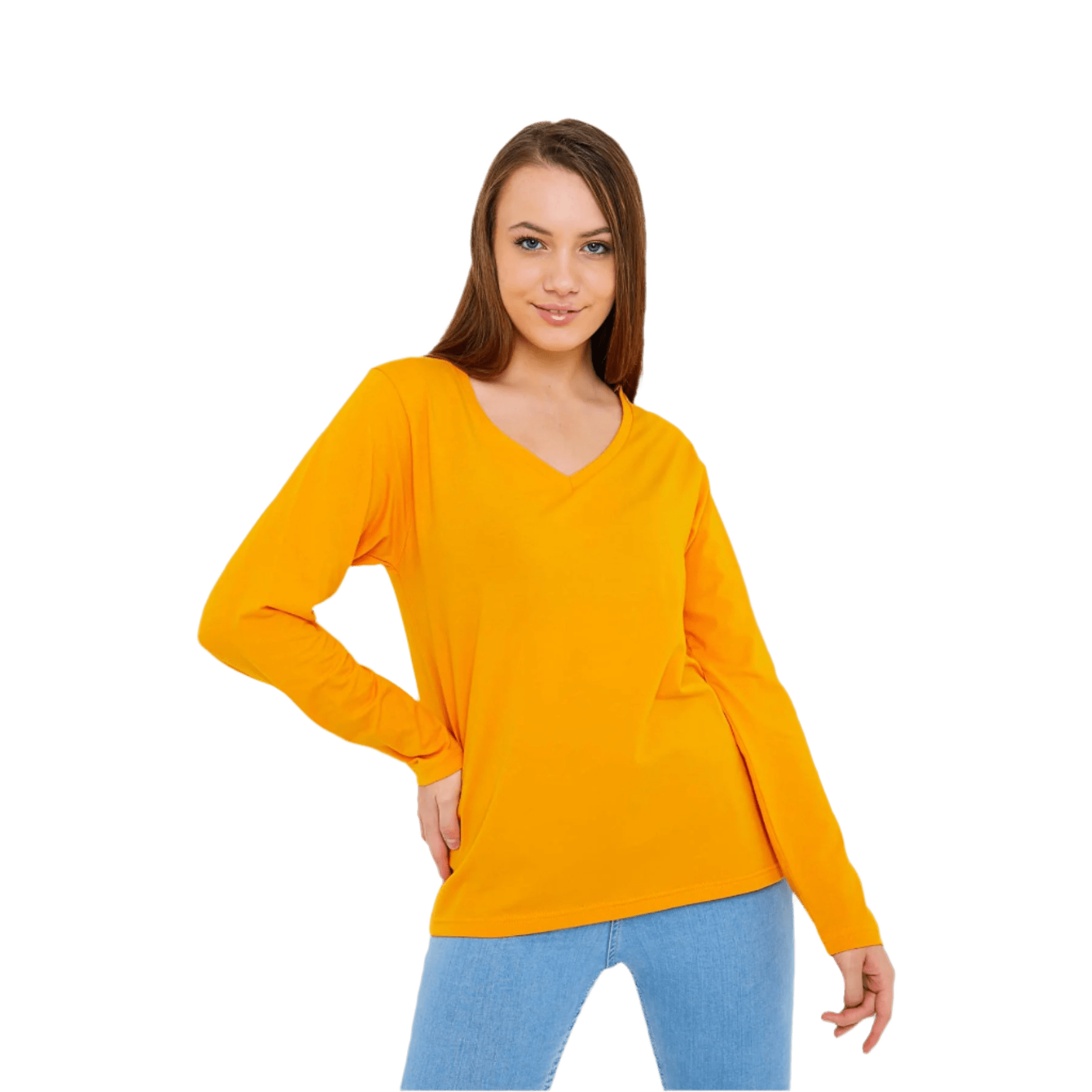 Women's Long Sleeve V-Neck Shirts - in All Natural, Colorful Pima Cotton, Turkish Cotton Long-Sleeve Shirts - Great for Layering under Sweaters and Scrubs - Wear Sierra