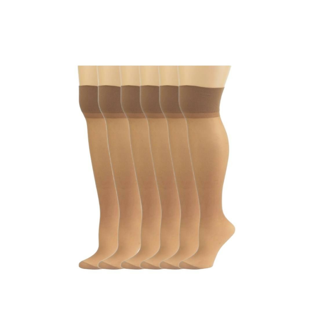 Women's Non-Silicone Thigh High Sheer Stretch Stockings in 6 Pair Packs - Wear Sierra