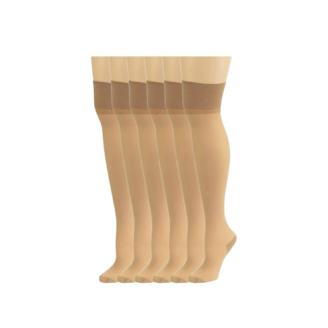 Women's Non-Silicone Thigh High Sheer Stretch Stockings in 6 Pair Packs - Wear Sierra