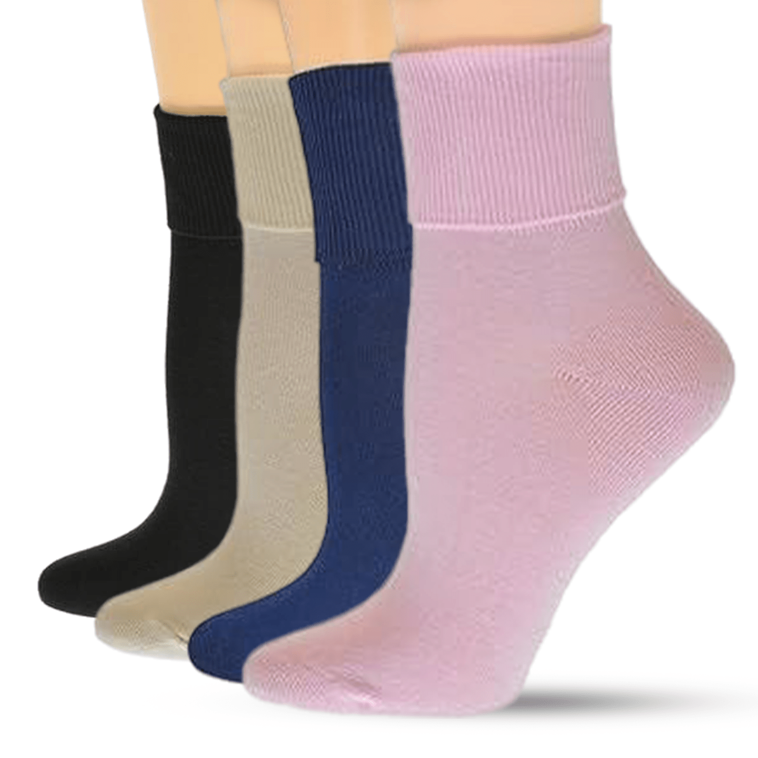 Women's Organic Cotton Turn Cuff Seamless Toe Socks - 3 Pair Packs - Wear Sierra