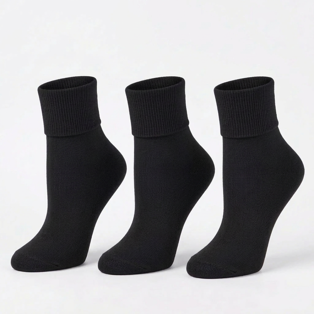Women's Organic Cotton Seamless Toe Socks – Turn Cuff, 3-Pair Pack