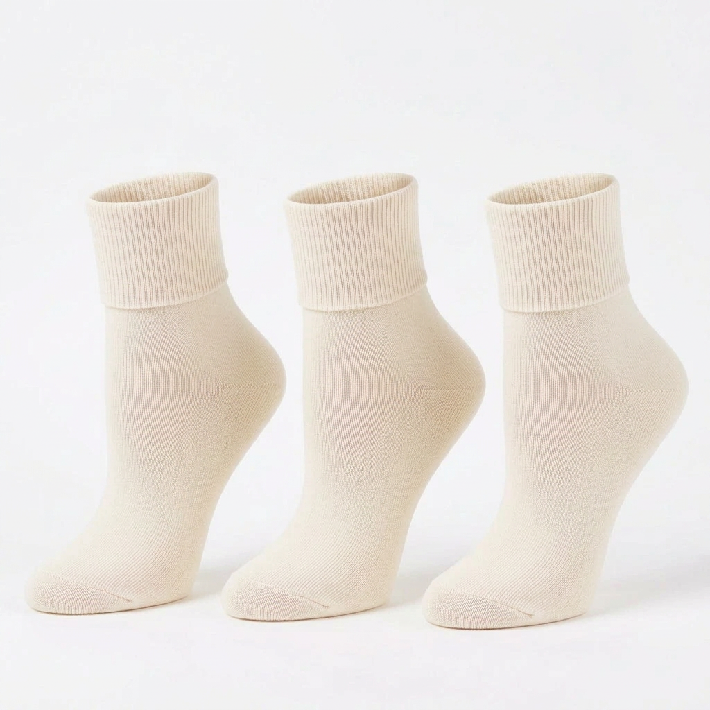 Women's Organic Cotton Seamless Toe Socks – Turn Cuff, 3-Pair Pack