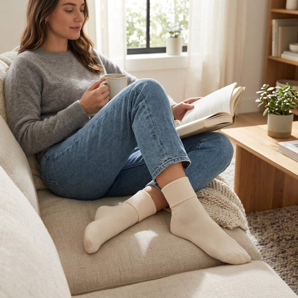 Women's Organic Cotton Seamless Toe Socks – Turn Cuff, 3-Pair Pack