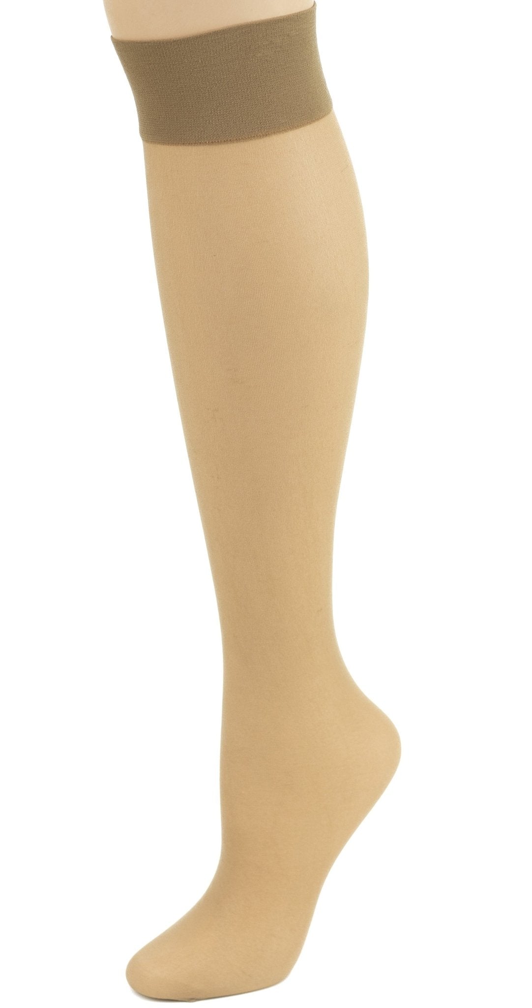 Women's Queen Size Stay-Up Nylon Knee Highs Comfort Hosiery with Reinforced Toe - Wear Sierra