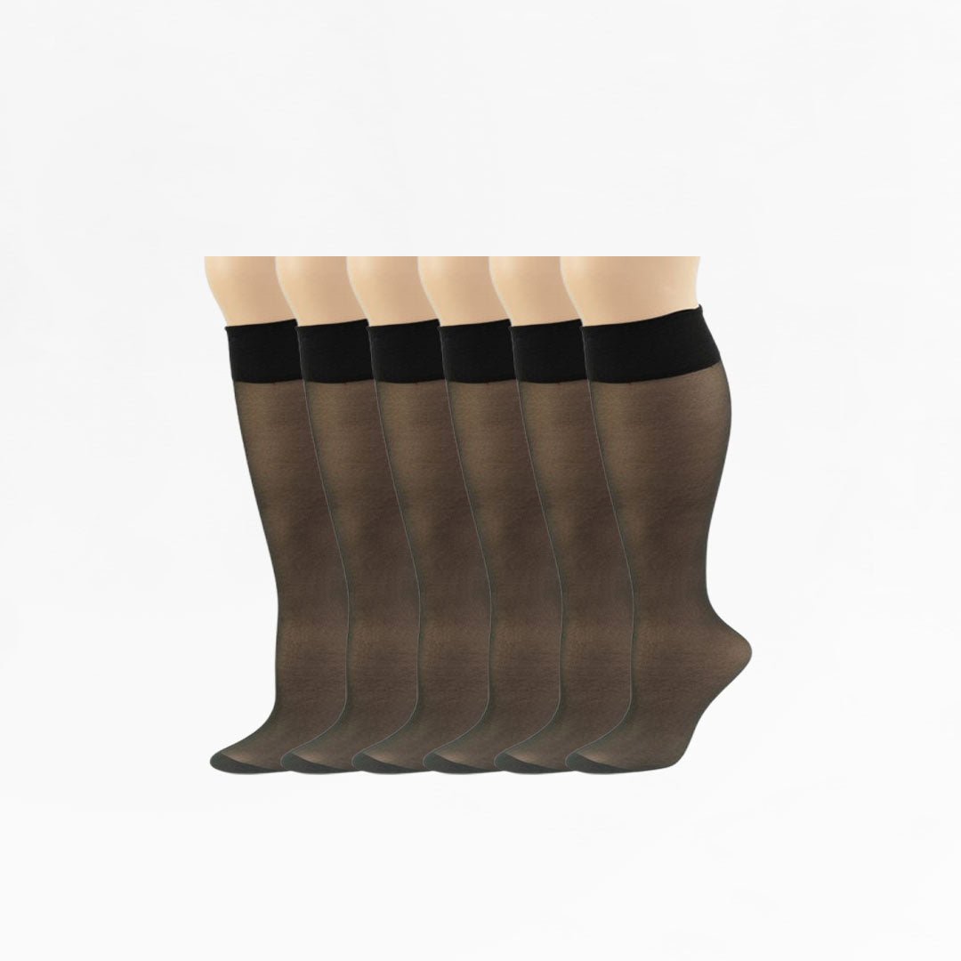 Women's Queen Size Stay-Up Nylon Knee Highs Comfort Hosiery with Reinforced Toe - Wear Sierra
