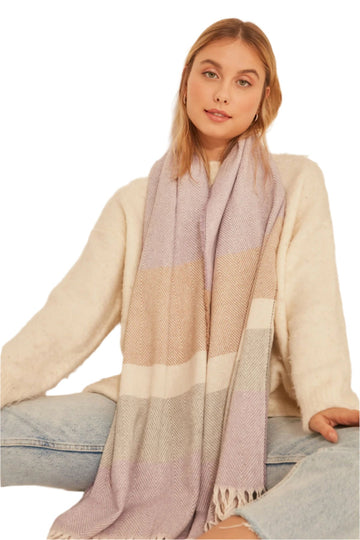 Women's Scarf - Soft Textured and Stylish Herringbone Patterned Thick Shoulder Shawl - Wear Sierra