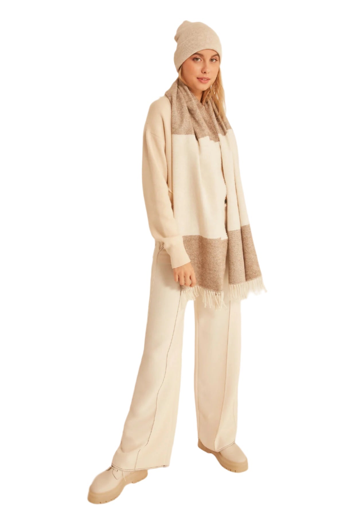 Women's Scarf - Soft Textured and Stylish Herringbone Patterned Thick Shoulder Shawl - Wear Sierra