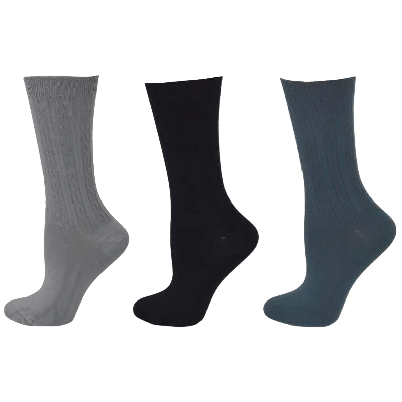 Women's Silky Rayon Cable Pattern Crew Socks in 3 Pair Packs - Great for Spring & Summer - Wear Sierra